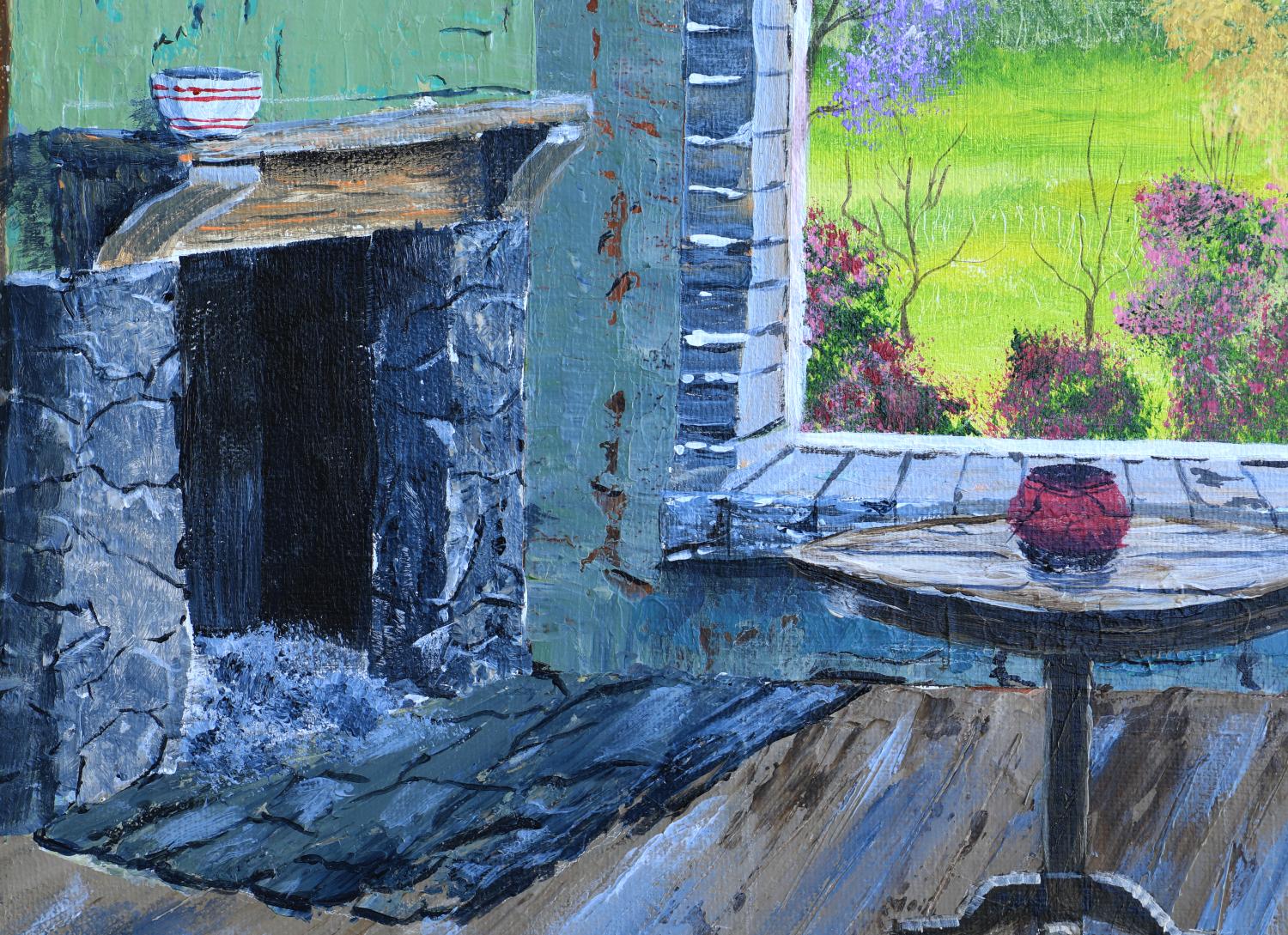 La pièce avec une vue, peinture originale - Gris Interior Painting par Art Clark