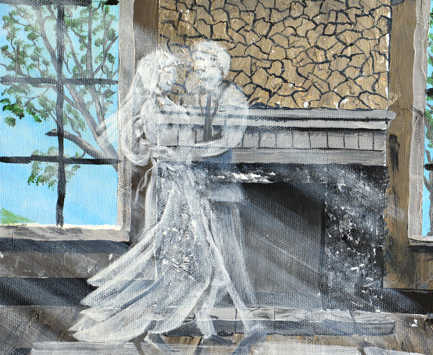 The Dance Goes On, Originalgemälde (Grau), Interior Painting, von Art Clark