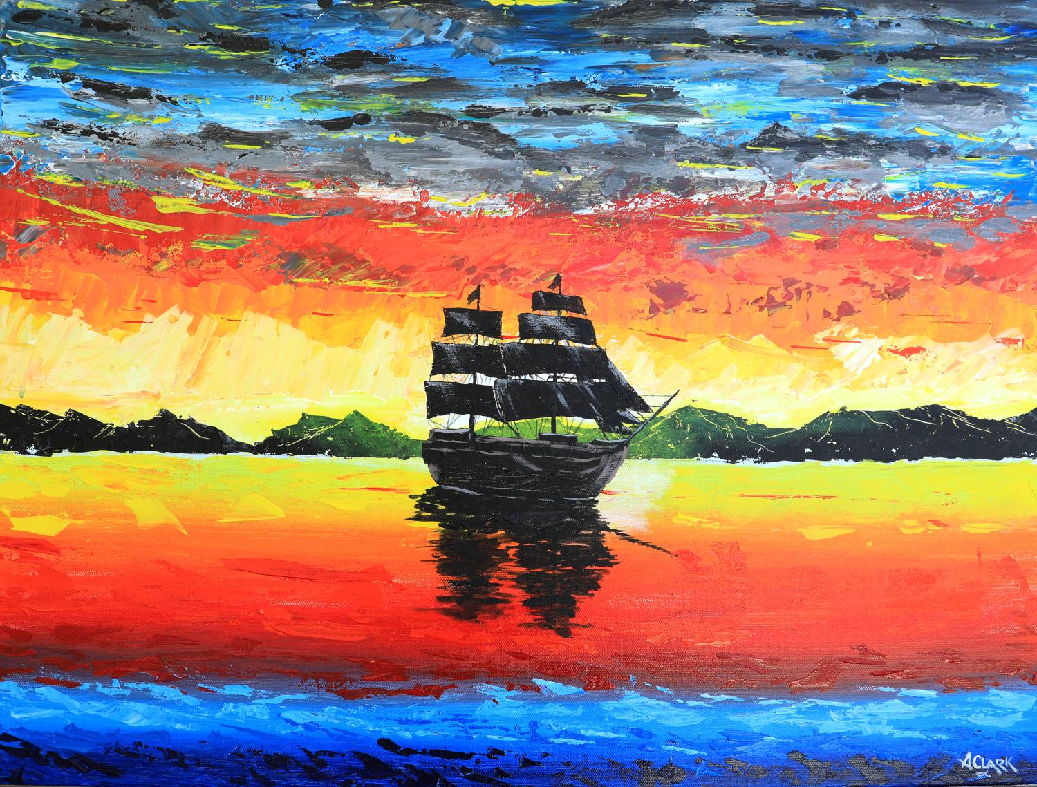 Art Clark Landscape Painting – Das letzte große Segel, Originalgemälde
