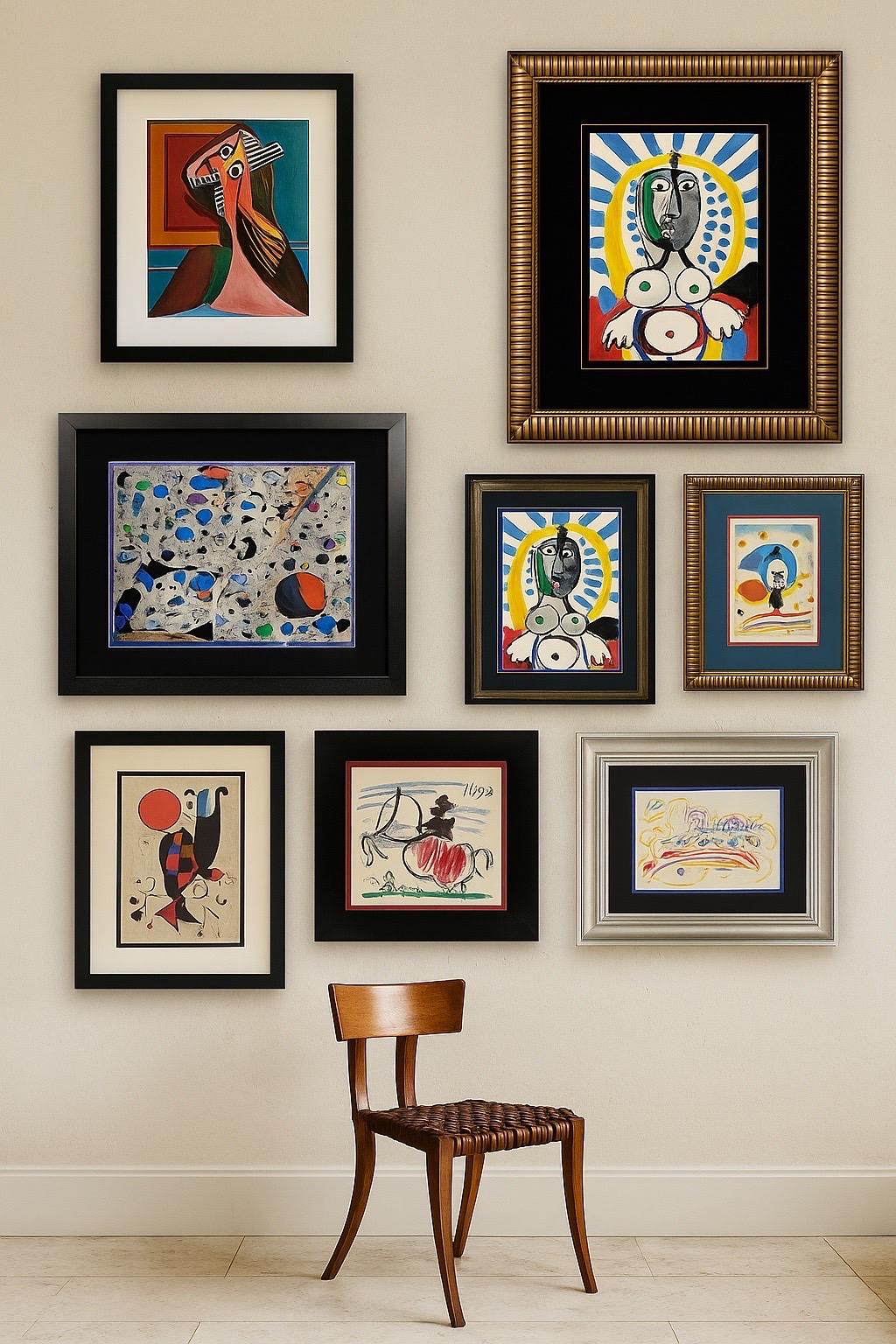 Art Collection 6 Pieces Curated Art Gallery Wall Gerahmte Signierte Kunstwerke im Zustand „Gut“ im Angebot in Rochester, NY