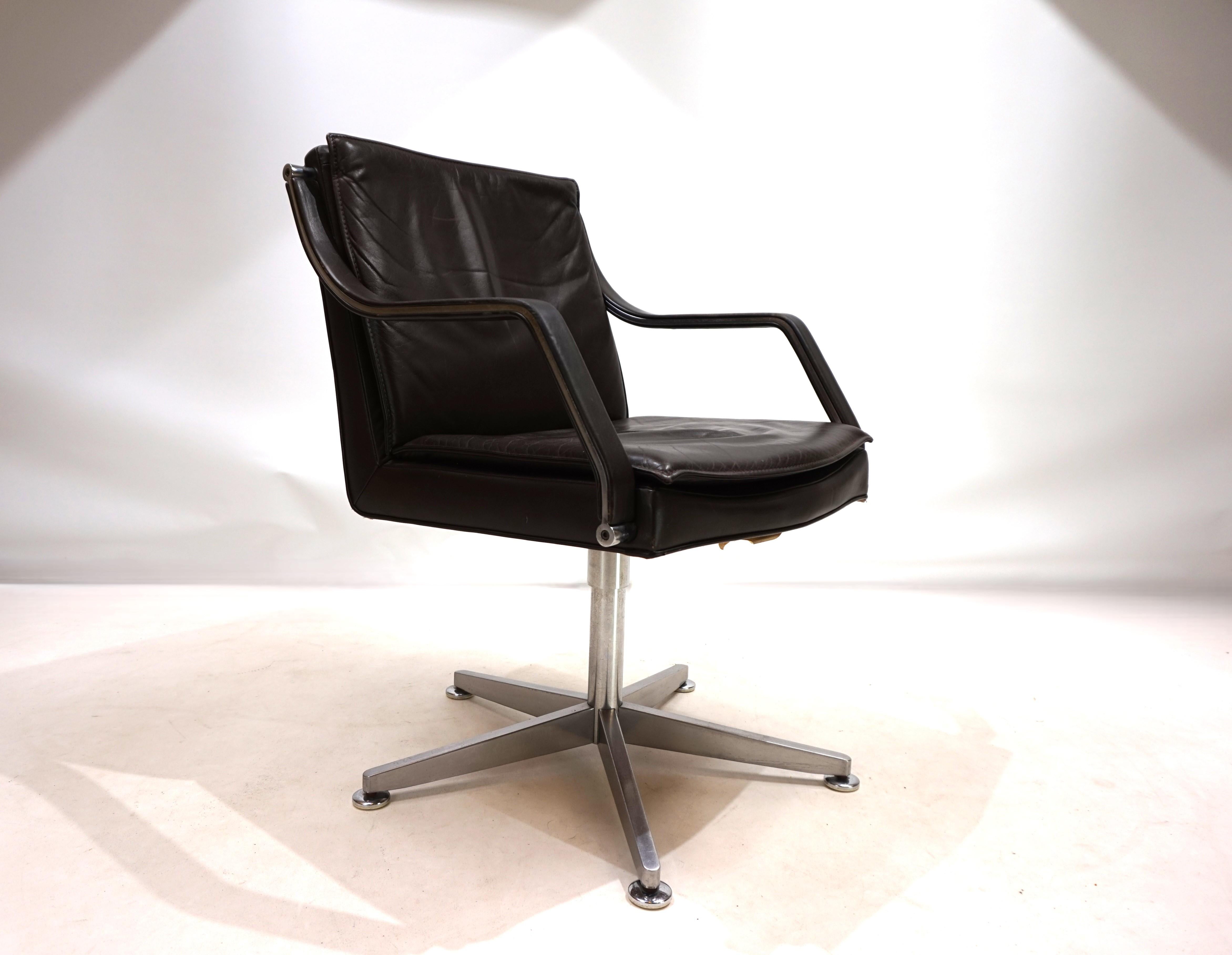 Mid-Century Modern Art Collection leather office chair by Rudolf Berndt Glatzel for W. Knoll, 1980