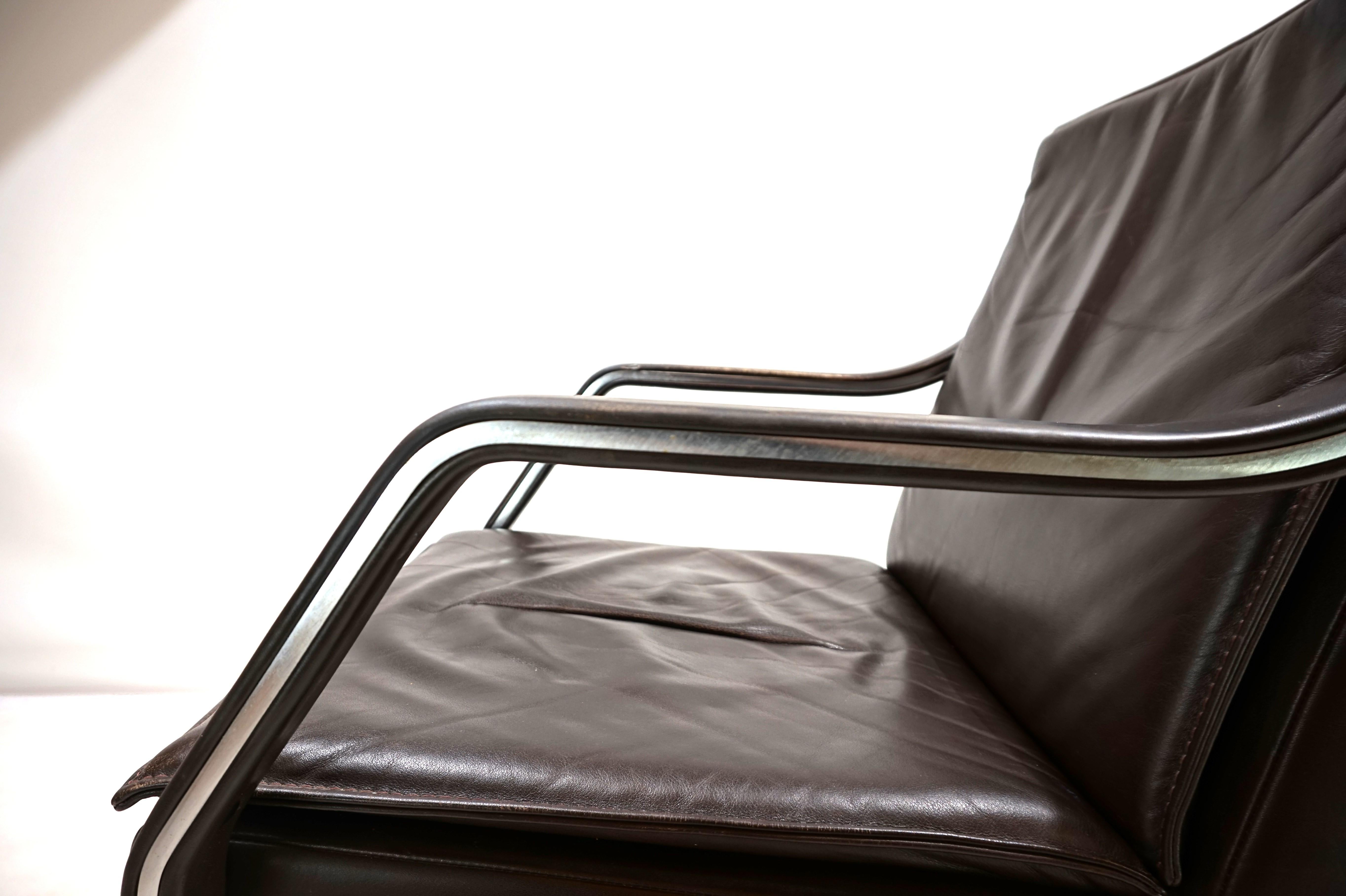 German Art Collection leather office chair by Rudolf Berndt Glatzel for W. Knoll, 1980