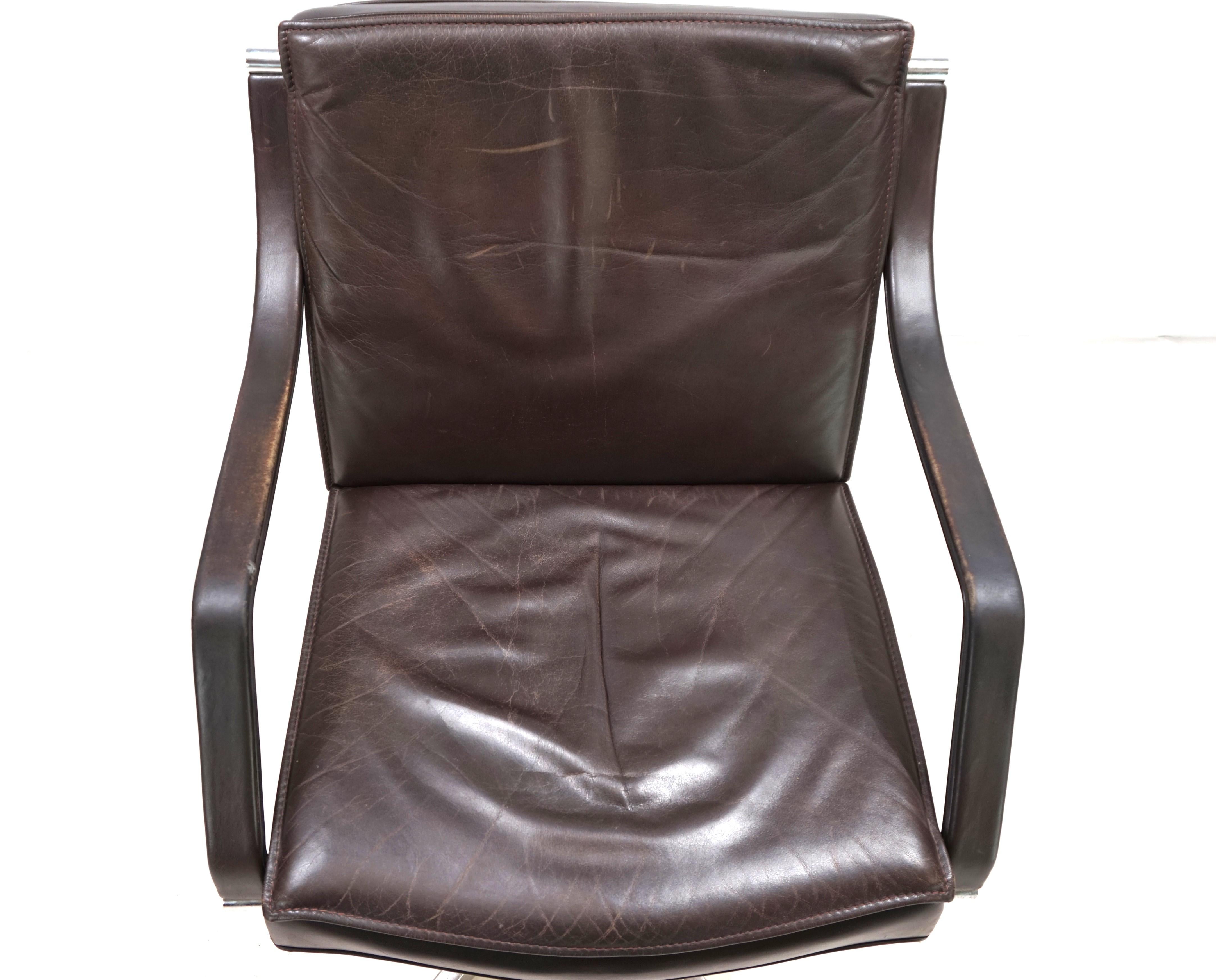 Late 20th Century Art Collection leather office chair by Rudolf Berndt Glatzel for W. Knoll, 1980