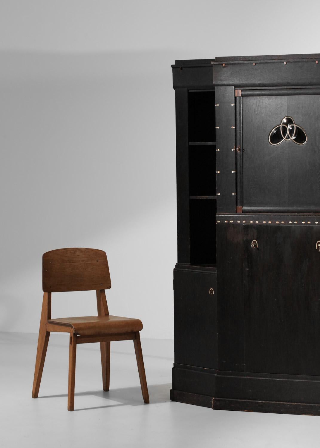 Art craft furniture from the 20s in blackened oak attributed to Josef hoffmann  For Sale 5