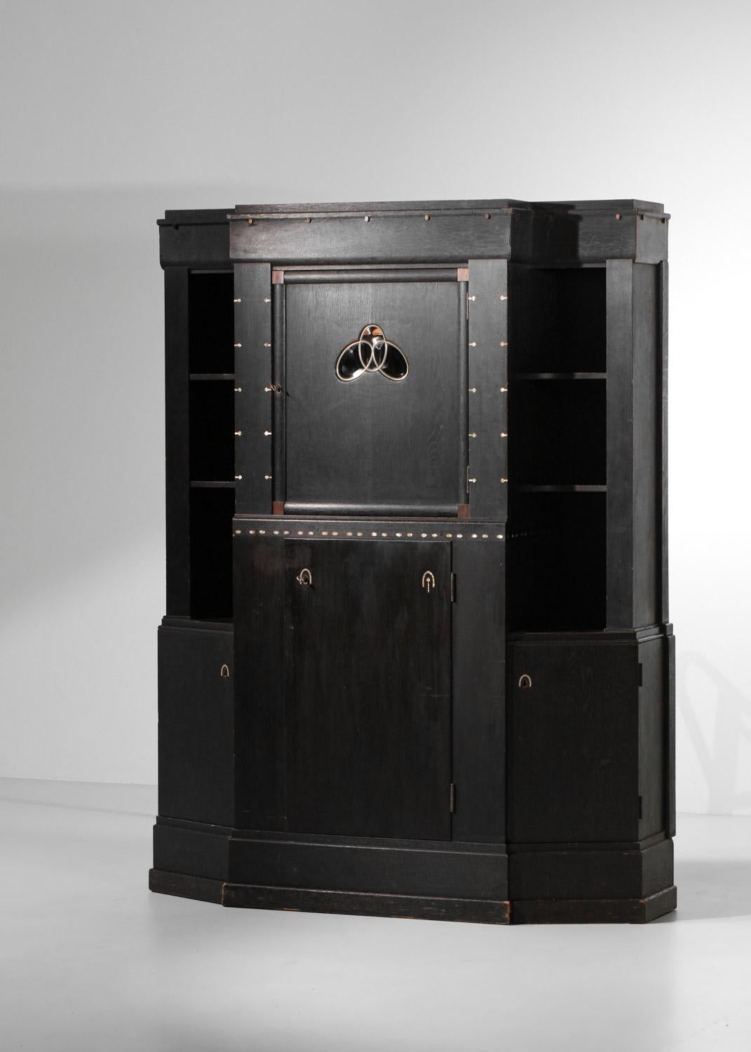 Austrian Art craft furniture from the 20s in blackened oak attributed to Josef hoffmann  For Sale