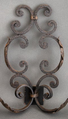 Art & Craft Renaissance Style Cast Iron Sconce, Pair