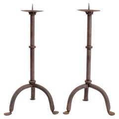 Art & Craft Wrought Metal Candle Holder, Pair