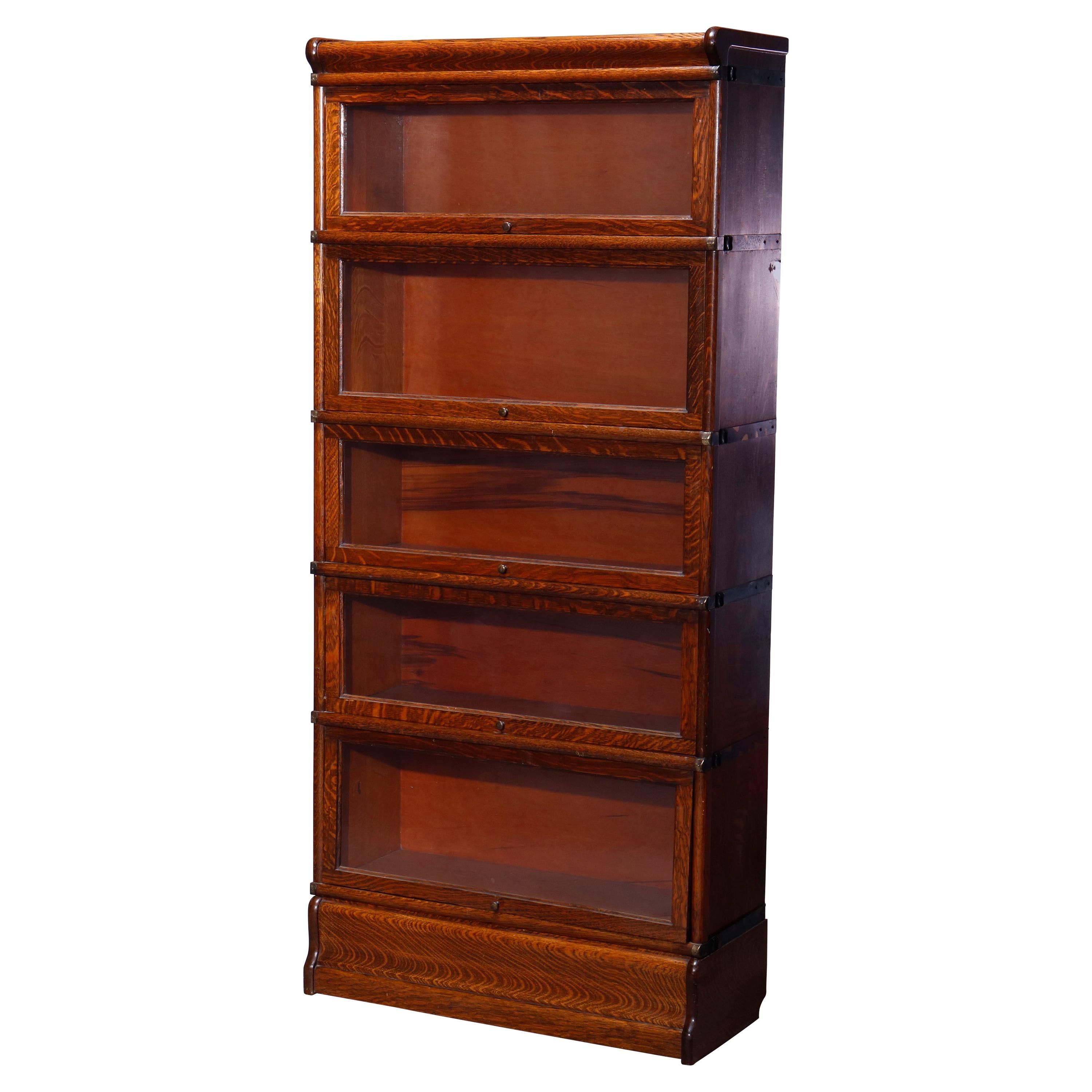 Art and Crafts Mission Oak Globe Wernicke Stack Barrister Bookcase, c1910 at 1stDibs