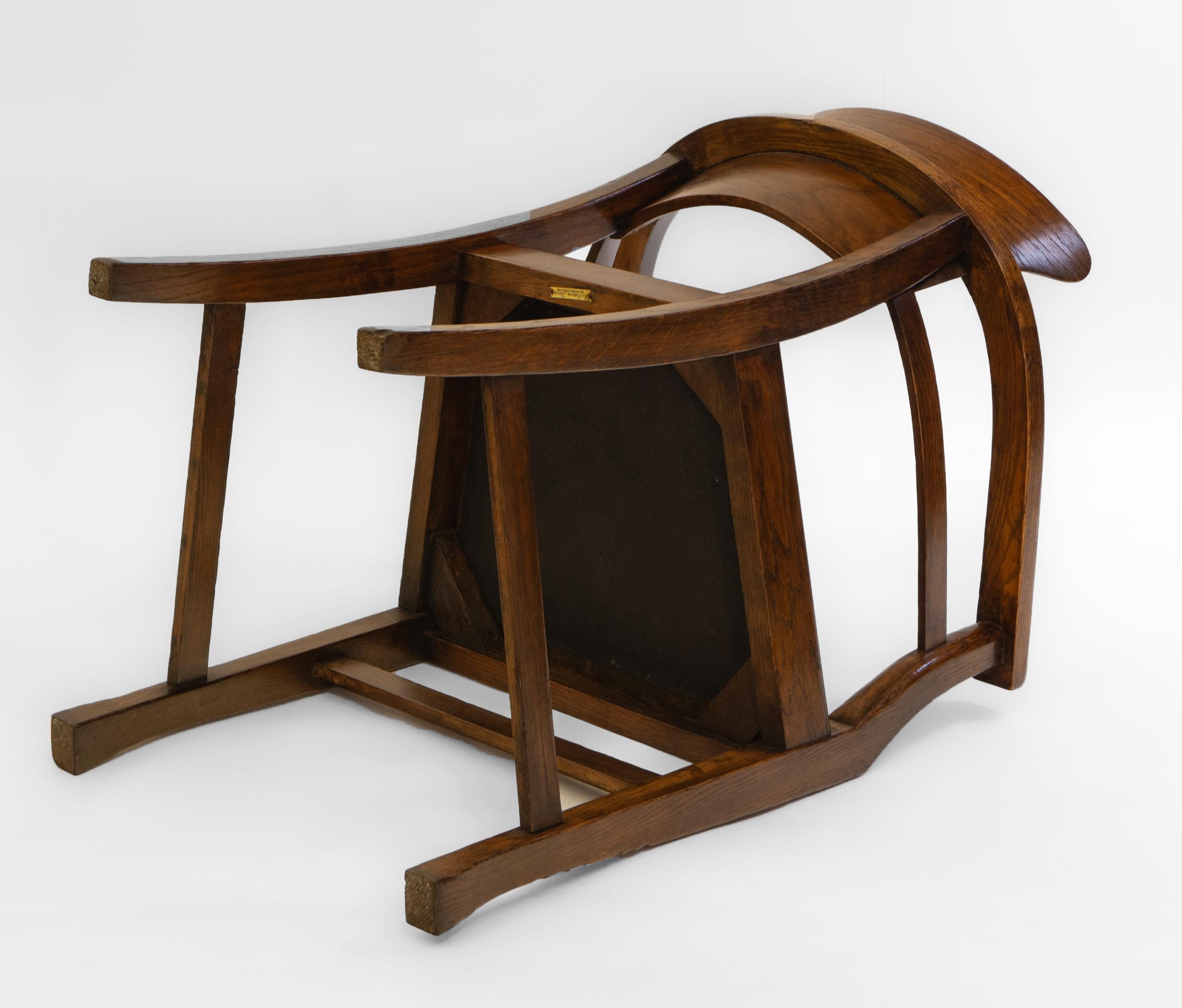 Chaise de bureau Art & Crafts en chêne et cuir dans le style de Richard Riemerschmid 2 en vente 8