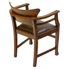 Art & Crafts Oak and Leather Office Chair In The Richard Riemerschmid Manner 2