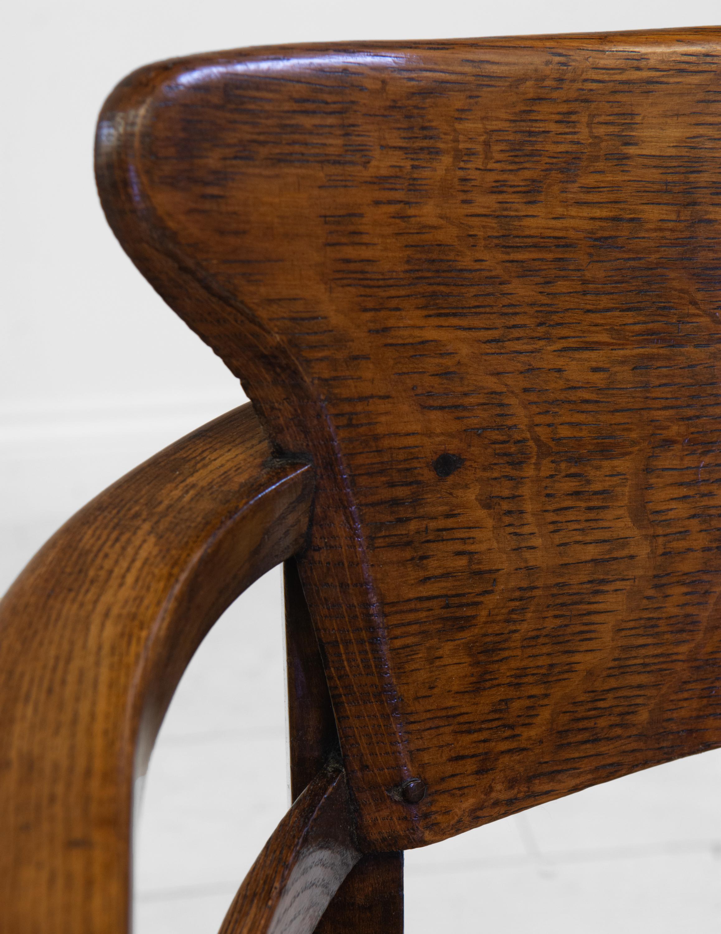 Art & Crafts Oak and Leather Desk Chair In The Richard Riemerschmid Manner 7