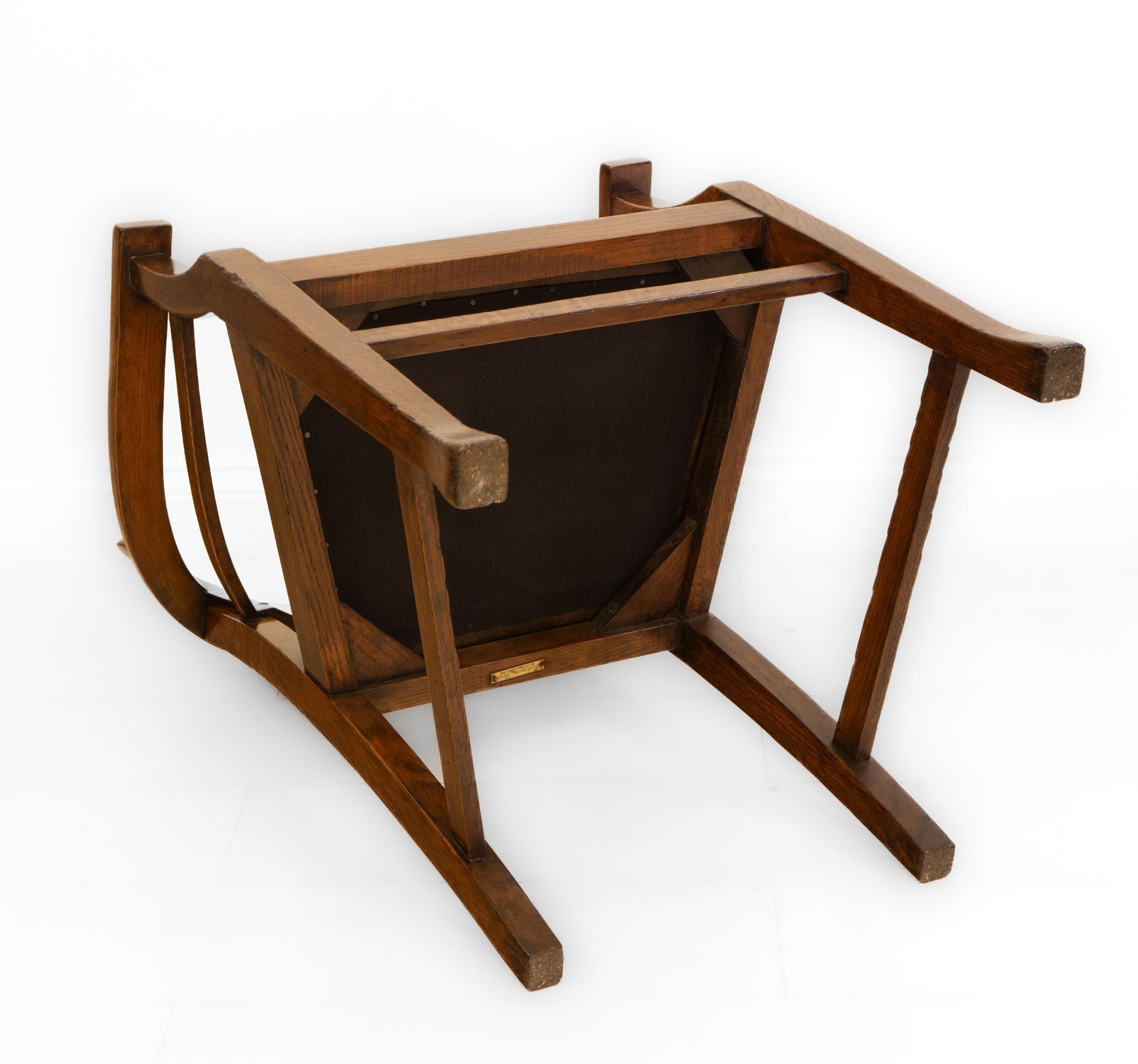 Art & Crafts Oak and Leather Desk Chair In The Richard Riemerschmid Manner 10