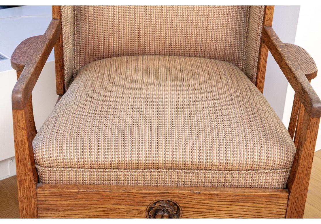 Fabric Art & Crafts Oak Lounge Chair Attributed to Heal and Son, circa 1900 For Sale