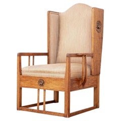 Chaise longue en Oak Craft Attribuée à Heal's et Son, vers 1900