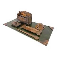 Art Crafts Shop Hammered Copper Six-Piece Desk Set, Circa 1905