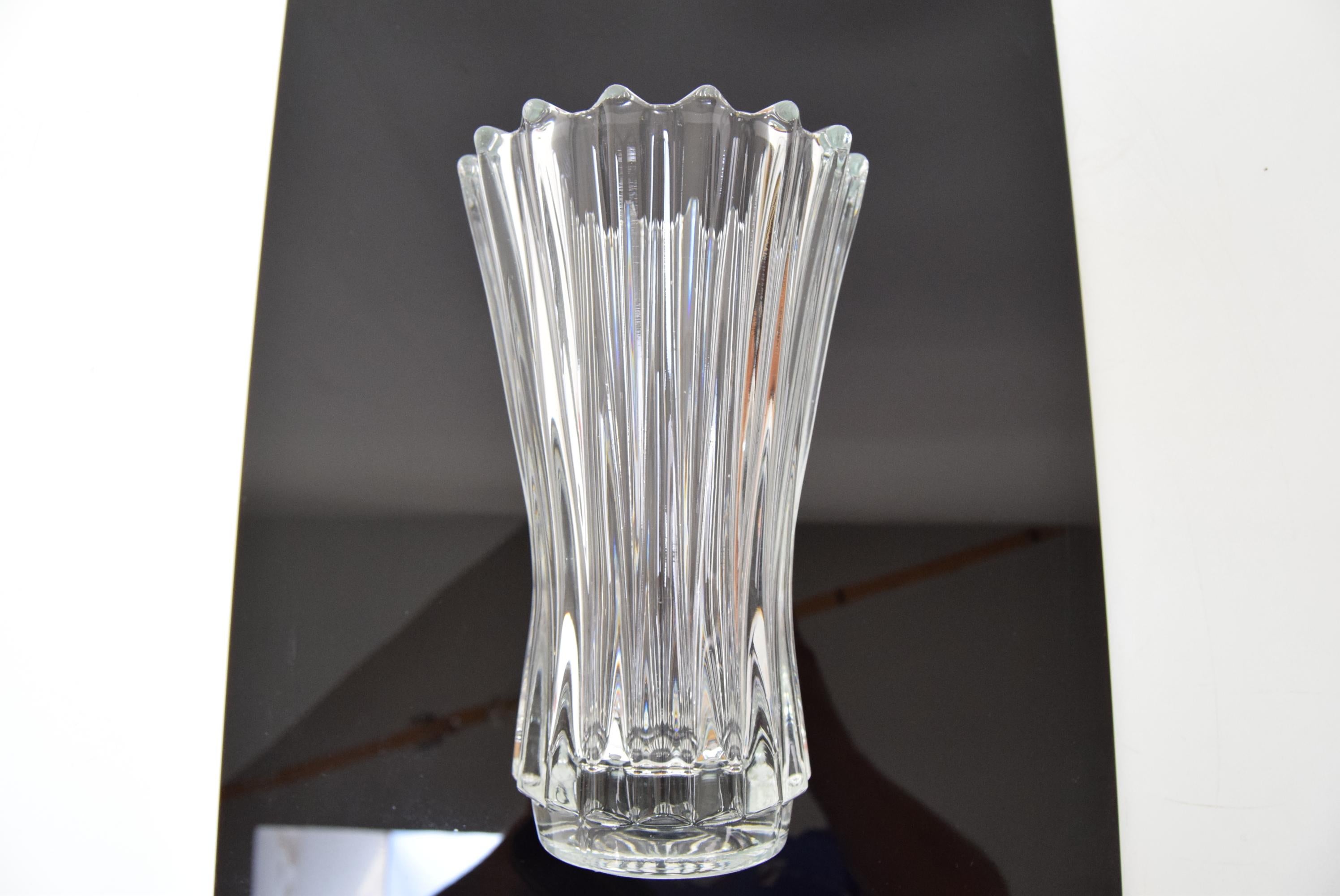 Late 20th Century Art Crystal Glass Vase, Crystalex Novy Bor, 1970's.  For Sale