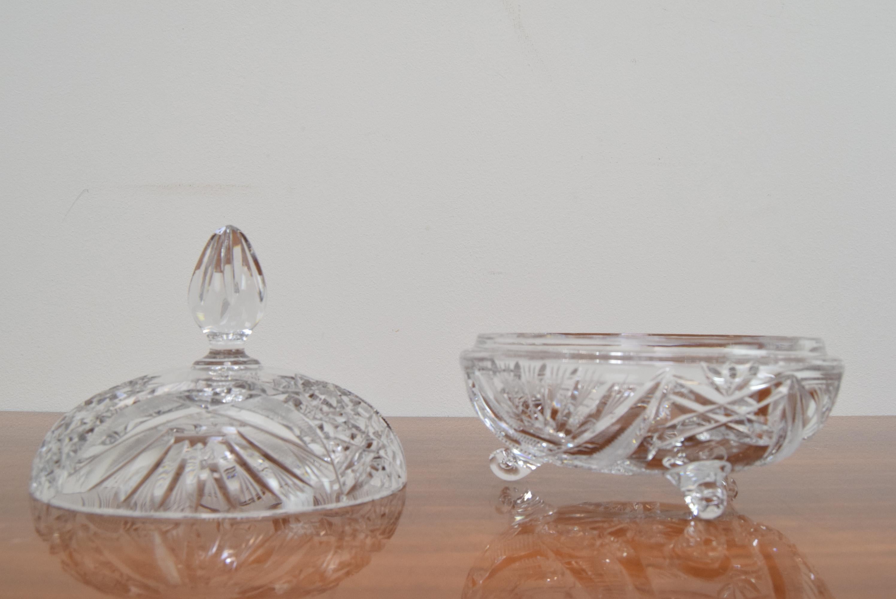 Art Cut Glass Jar, Bohemia Crystal, 1960s For Sale 6