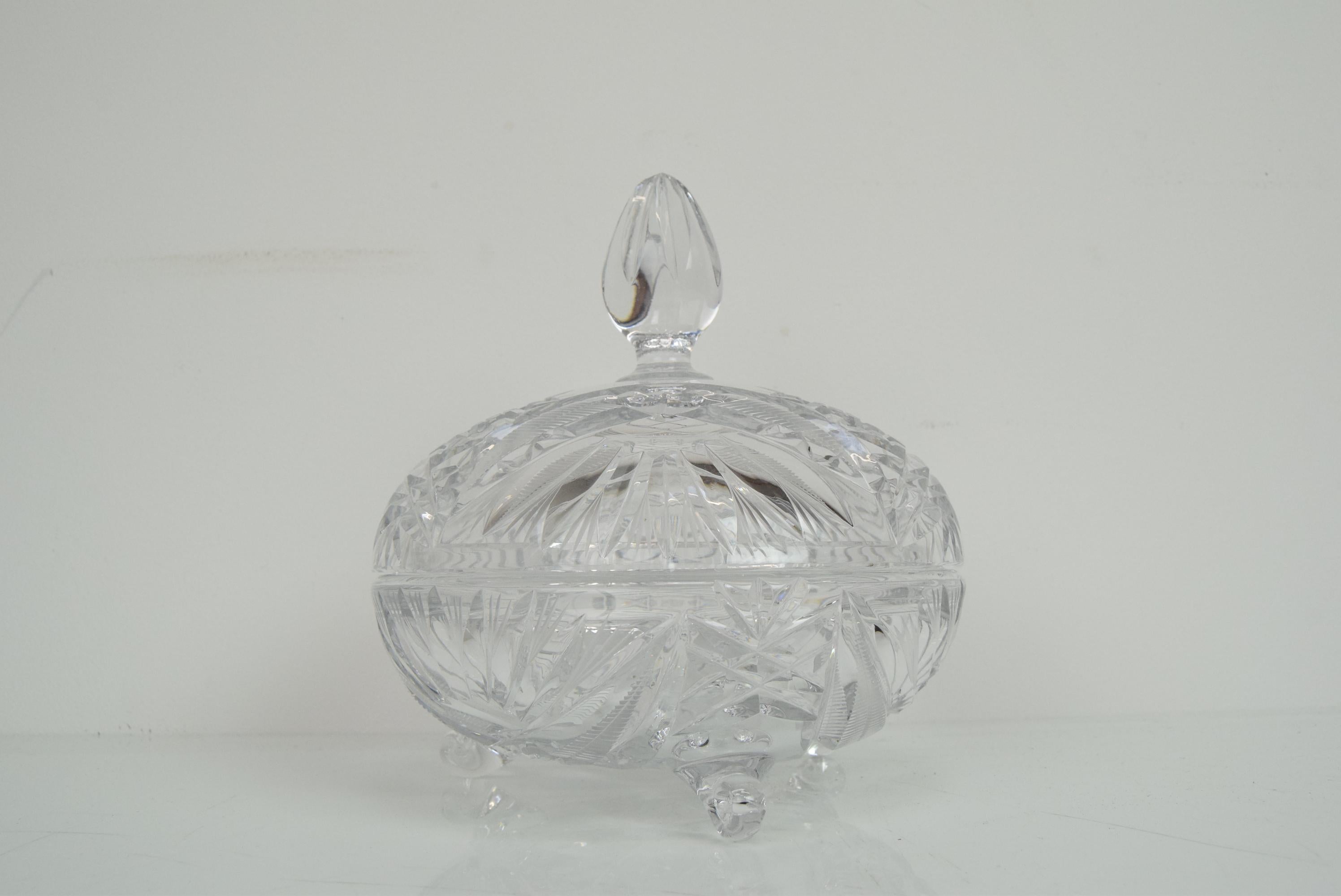 Art Cut Glass Jar, Bohemia Crystal, 1960s For Sale 9