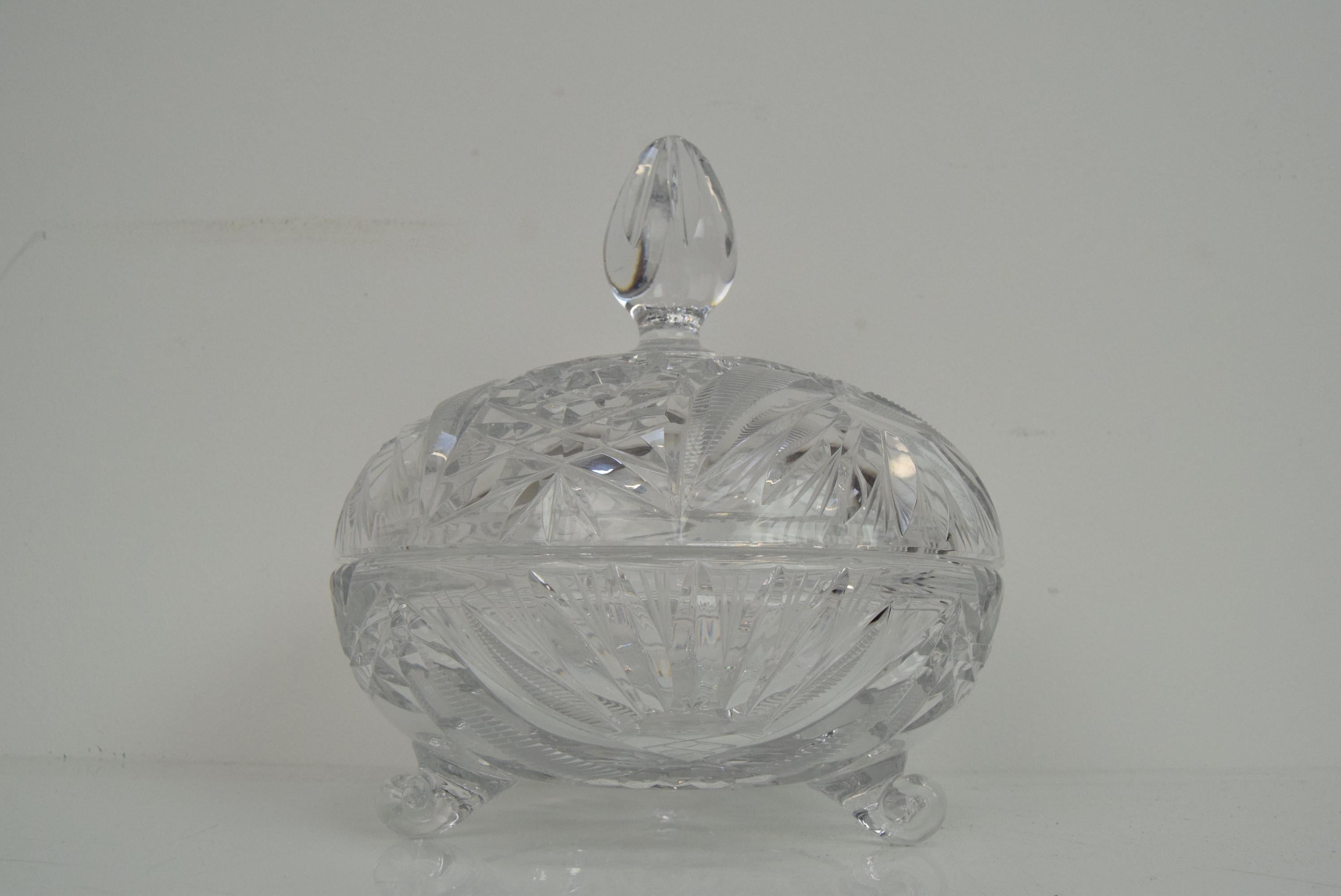 Art Cut Glass Jar, Bohemia Crystal, 1960s For Sale 10