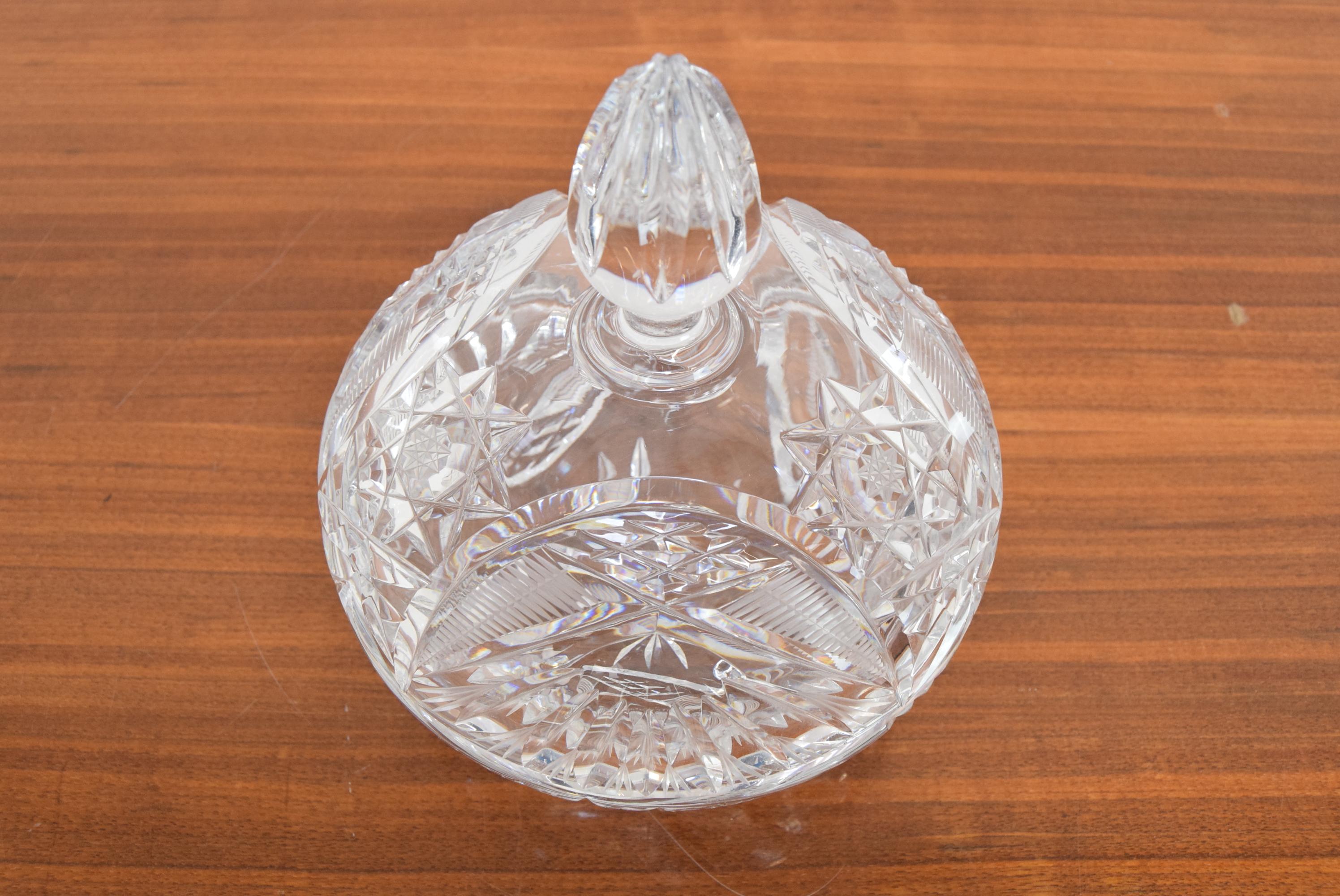 Art Cut Glass Jar, Bohemia Crystal, 1960s In Good Condition For Sale In Praha, CZ