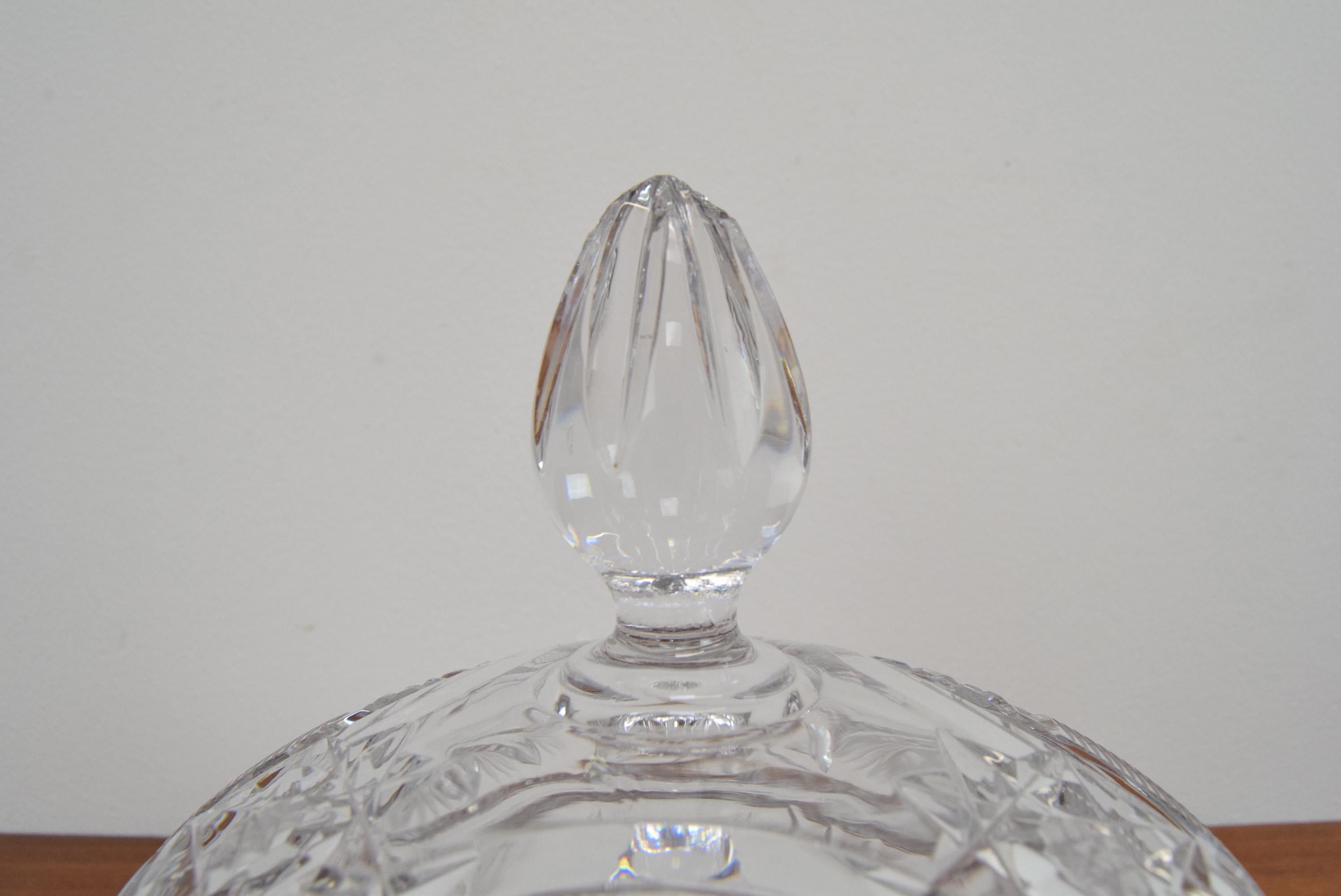 Art Cut Glass Jar, Bohemia Crystal, 1960s For Sale 2