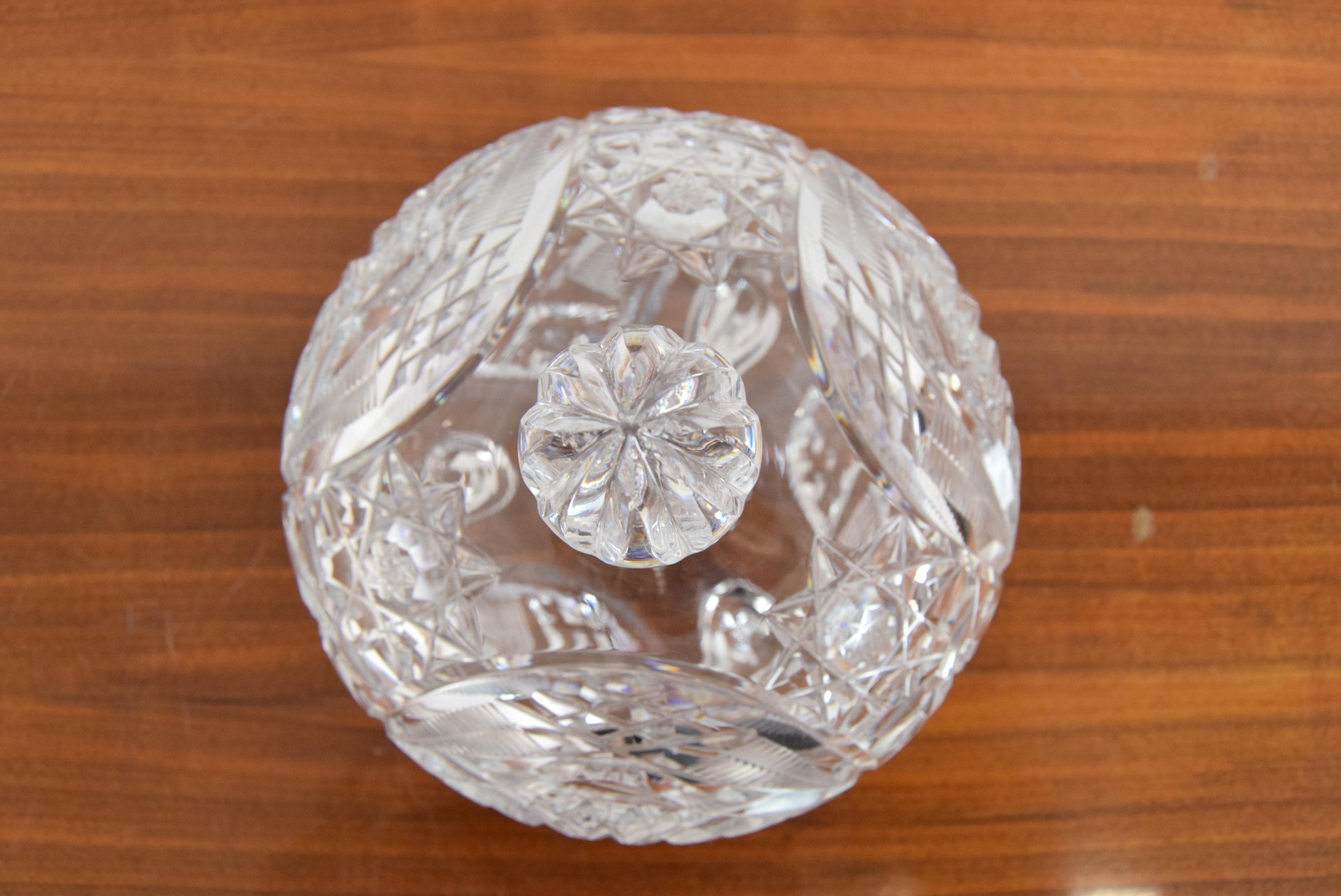 Art Cut Glass Jar, Bohemia Crystal, 1960s For Sale 3