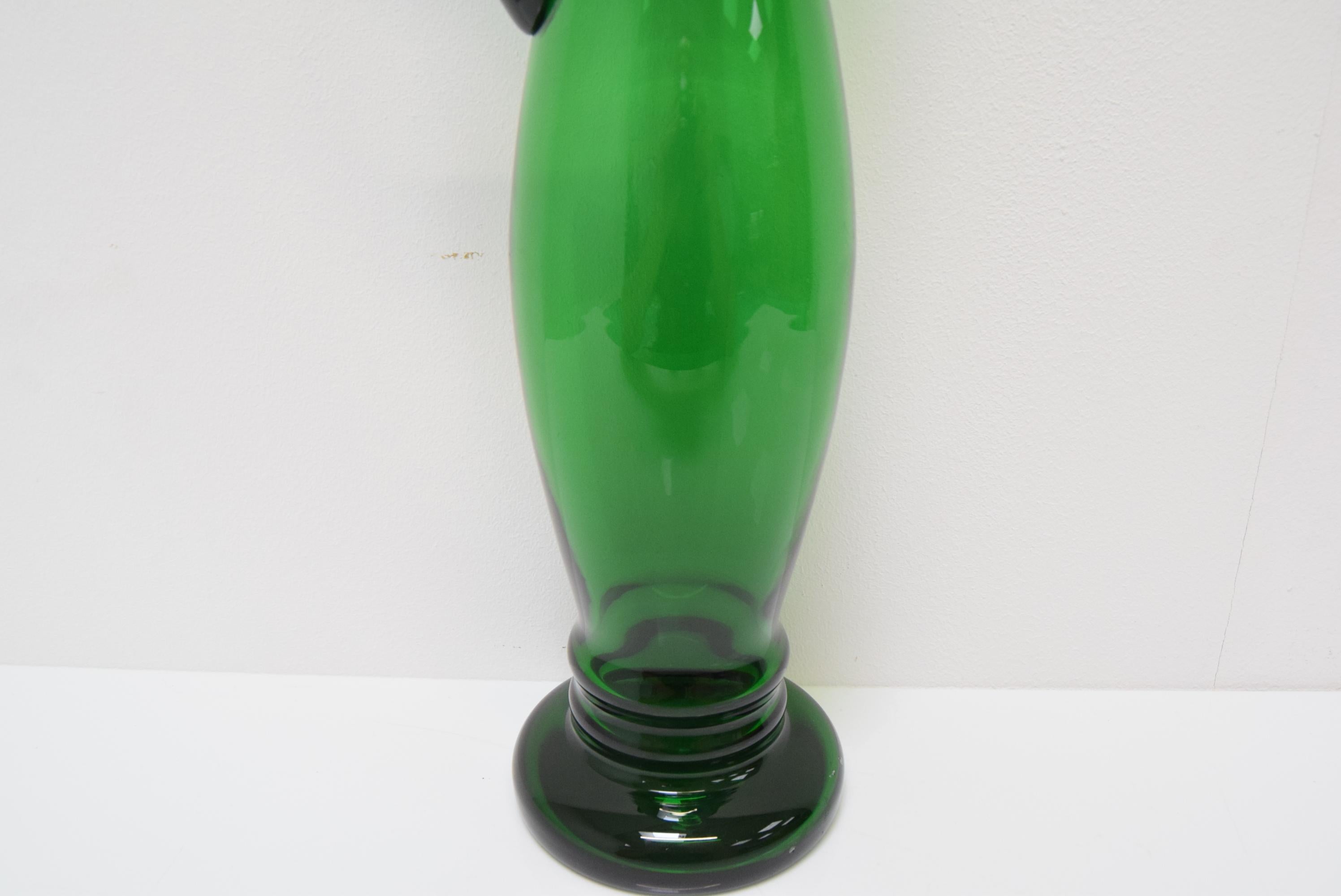 Art Czech Glass Pitcher, by Glasswork Novy Bor, 1930s For Sale 7