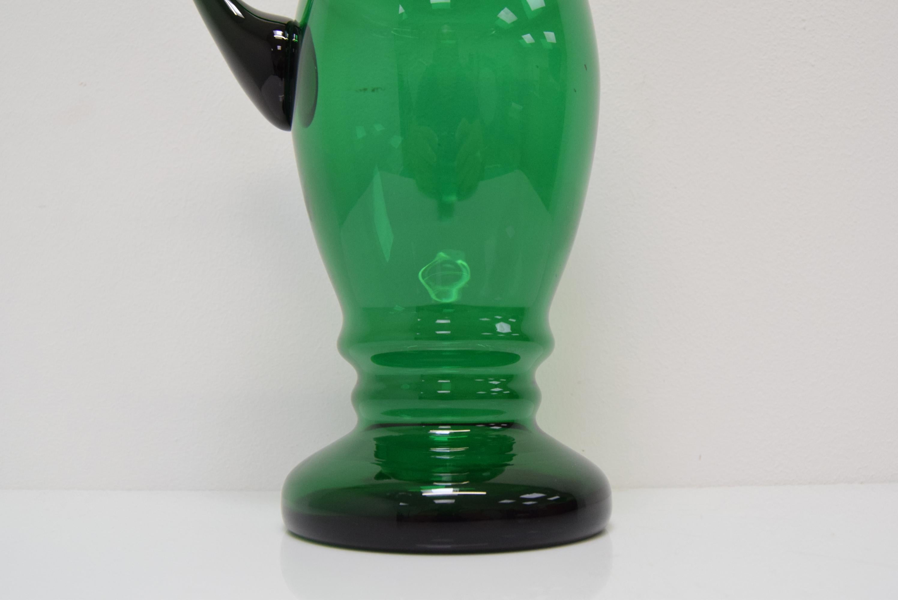 Art Czech Glass Pitcher, by Glasswork Novy Bor, 1930s For Sale 2
