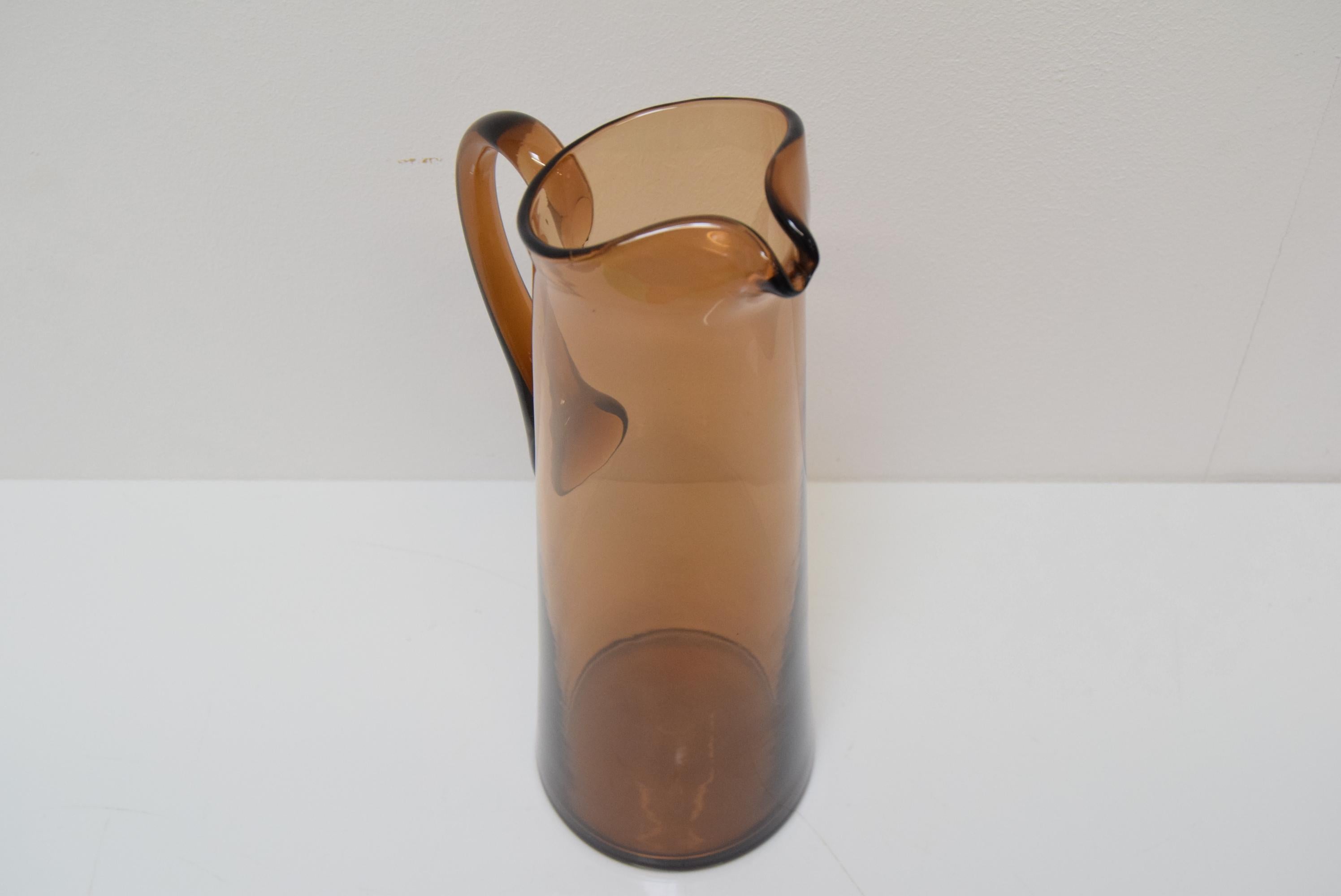 Art Glass Art Czech Glass Pitcher, by Glasswork Novy Bor, 1950s For Sale