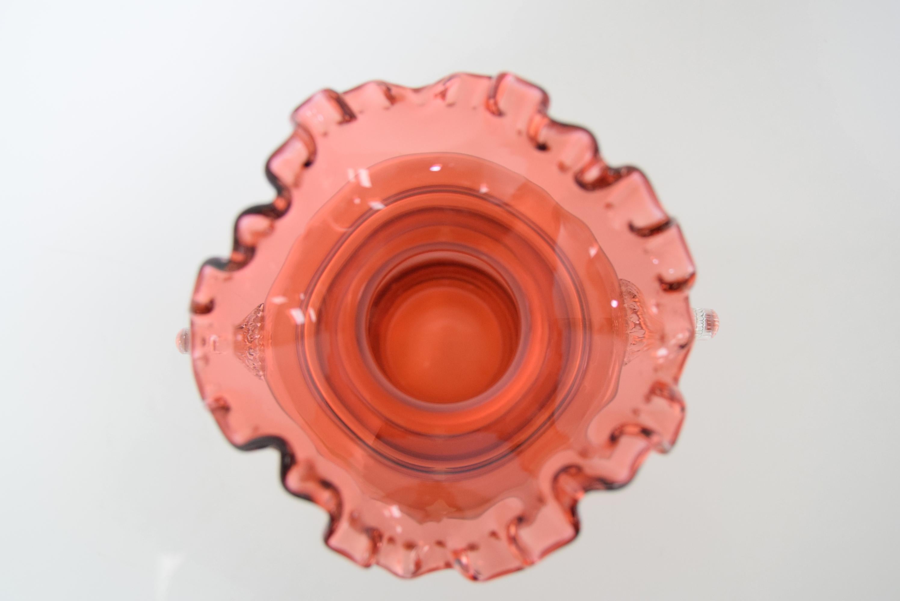 Art Czech Glass Vase, by Glasswork Novy Bor, 1950s For Sale 6