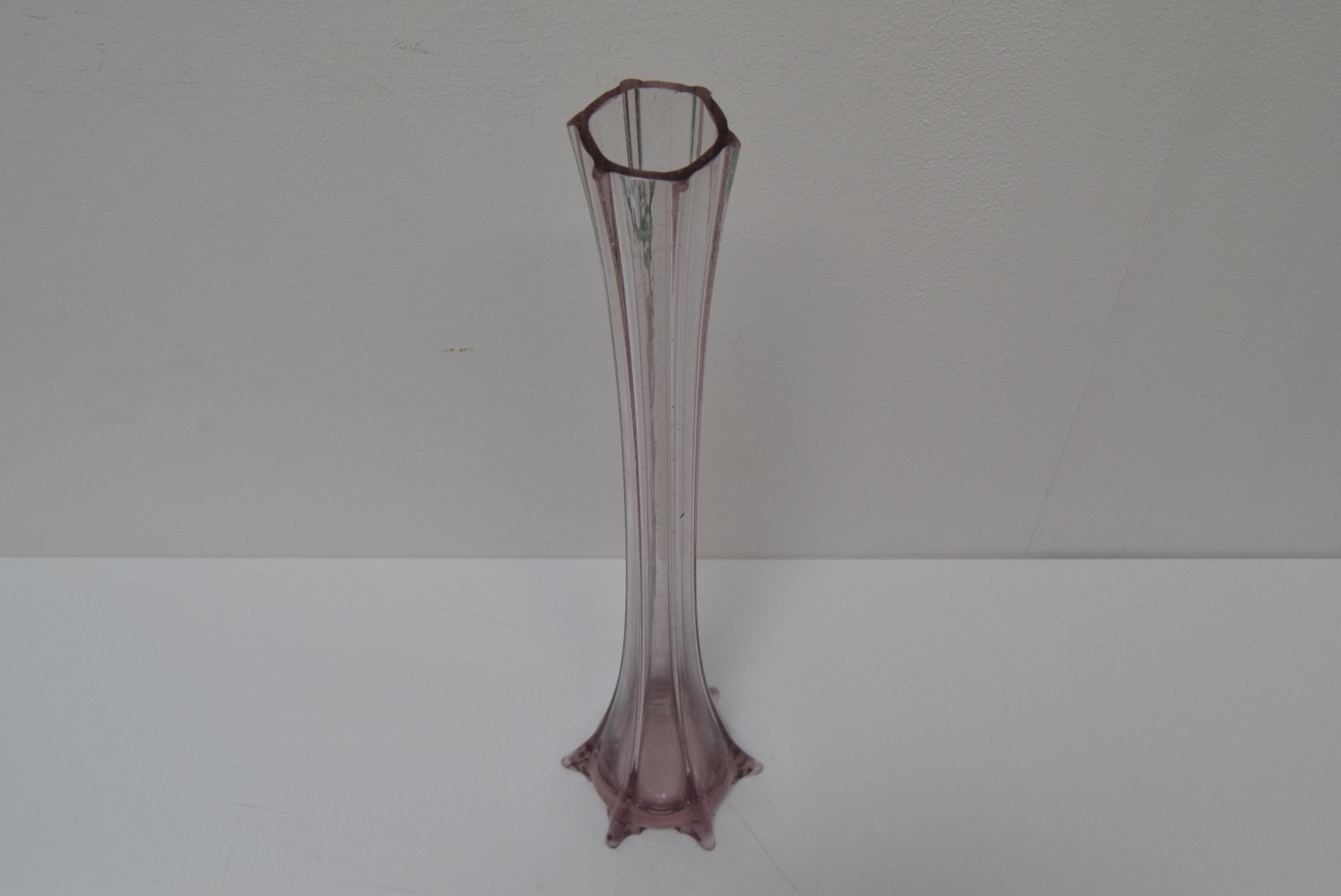 Mid-Century Modern Art Czech Glass Vase, by Glasswork Novy Bor, 1950s For Sale