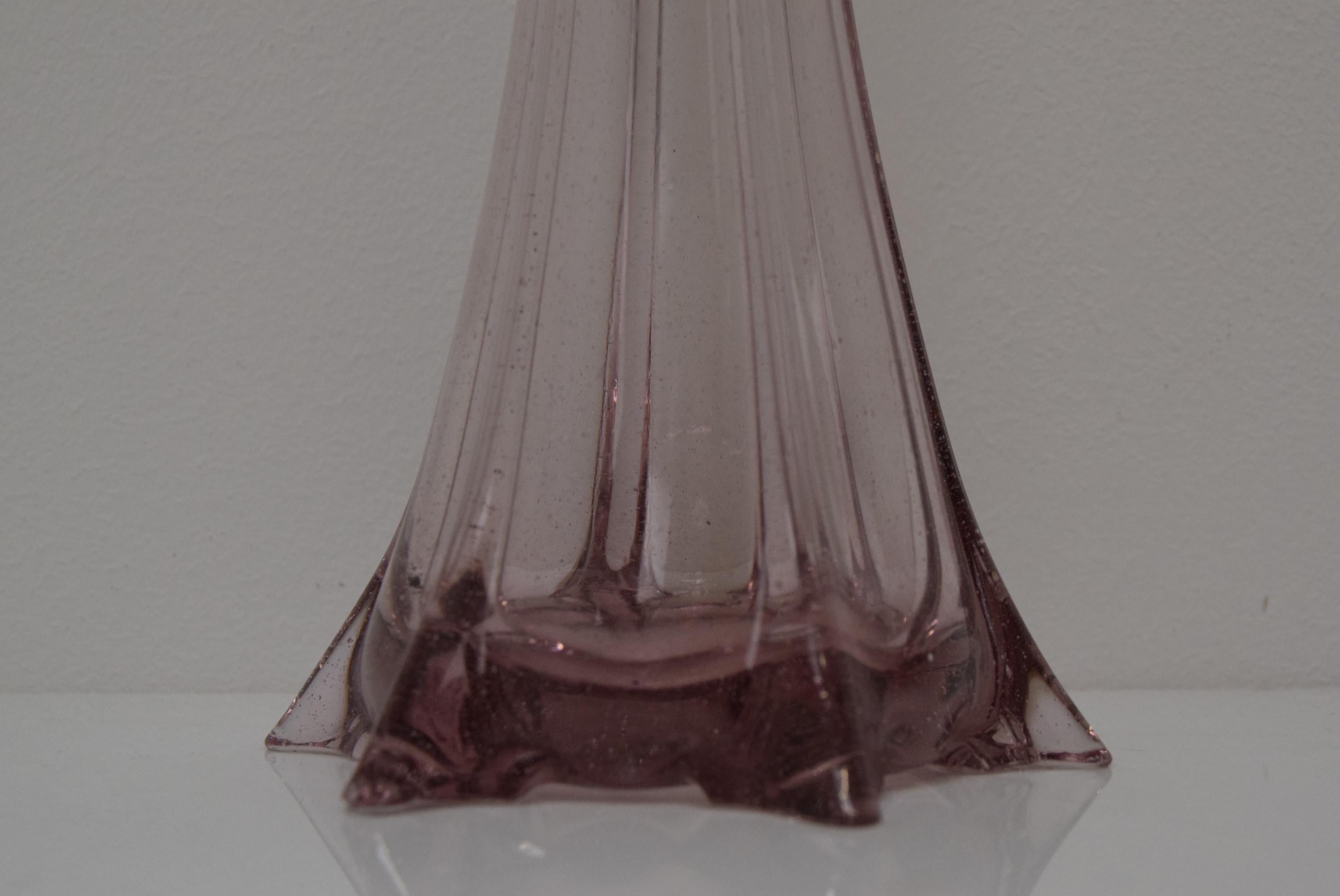 Art Glass Art Czech Glass Vase, by Glasswork Novy Bor, 1950s For Sale