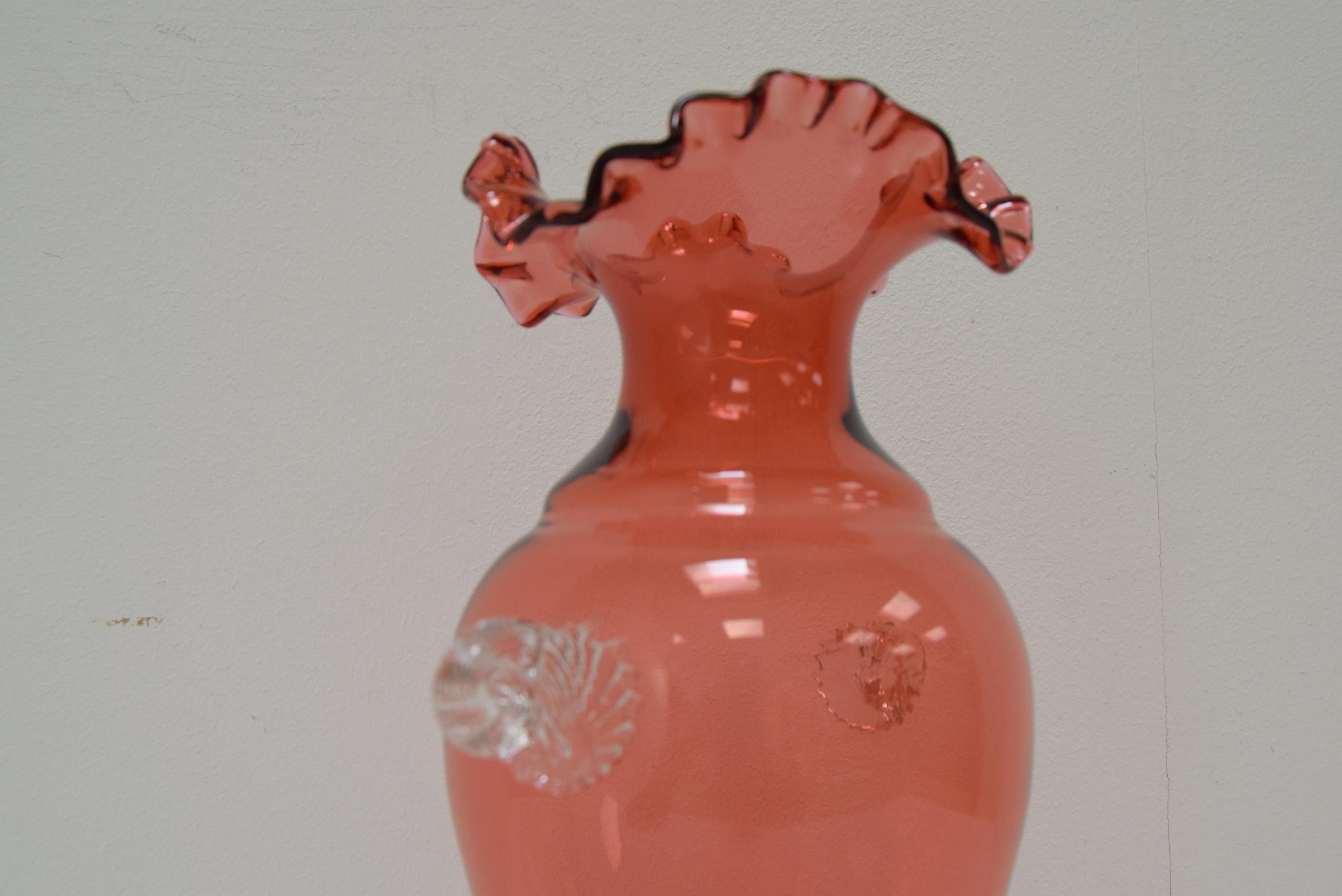 Art Czech Glass Vase, by Glasswork Novy Bor, 1950s For Sale 2