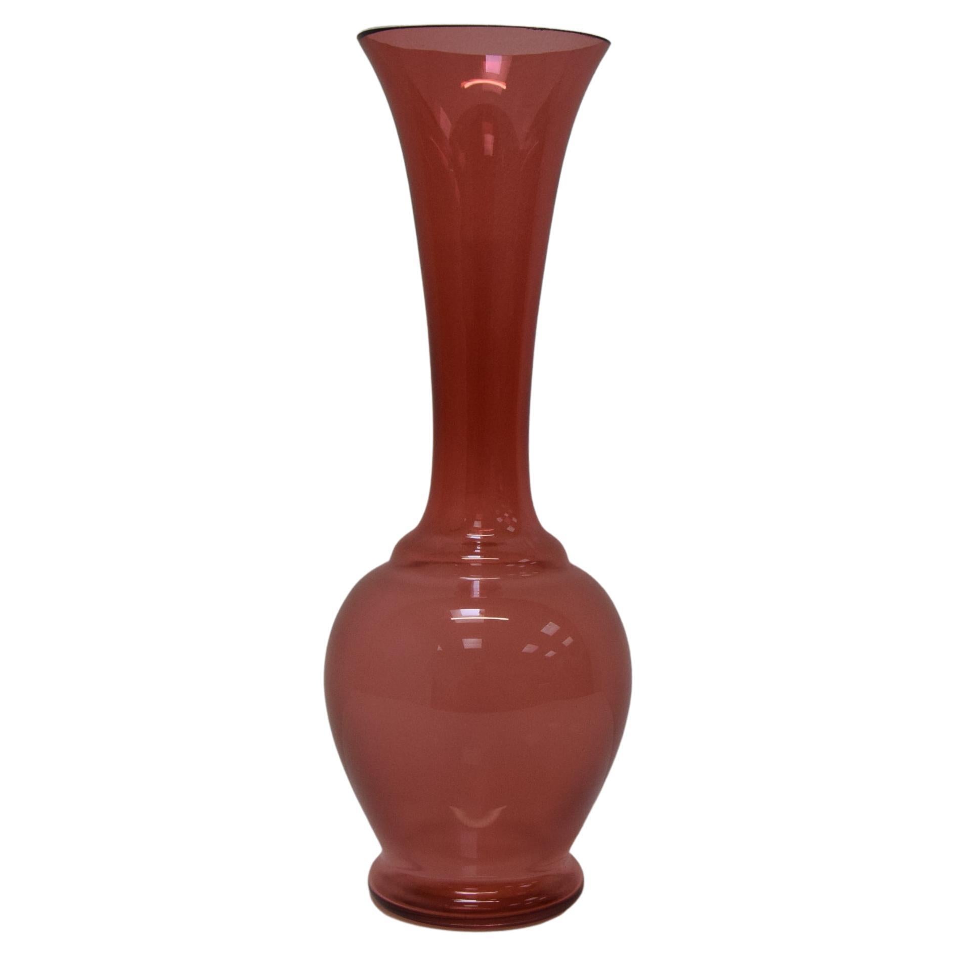 Art Czech Glass Vase, by Glasswork Novy Bor, 1950s For Sale