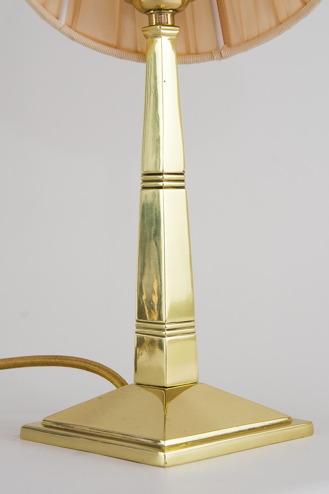 Austrian Art Deco Table Lamp Vienna circa 1920s with Fabric Shade For Sale