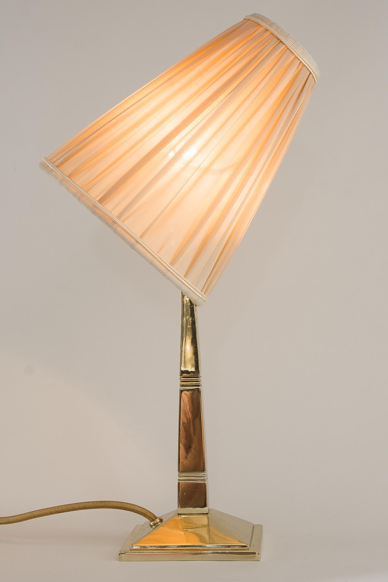 Early 20th Century Art Deco Table Lamp Vienna circa 1920s with Fabric Shade For Sale