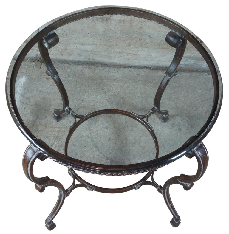 Art De Mexico Round Iron and Glass Tuscan Entryway Center Accent Side ...