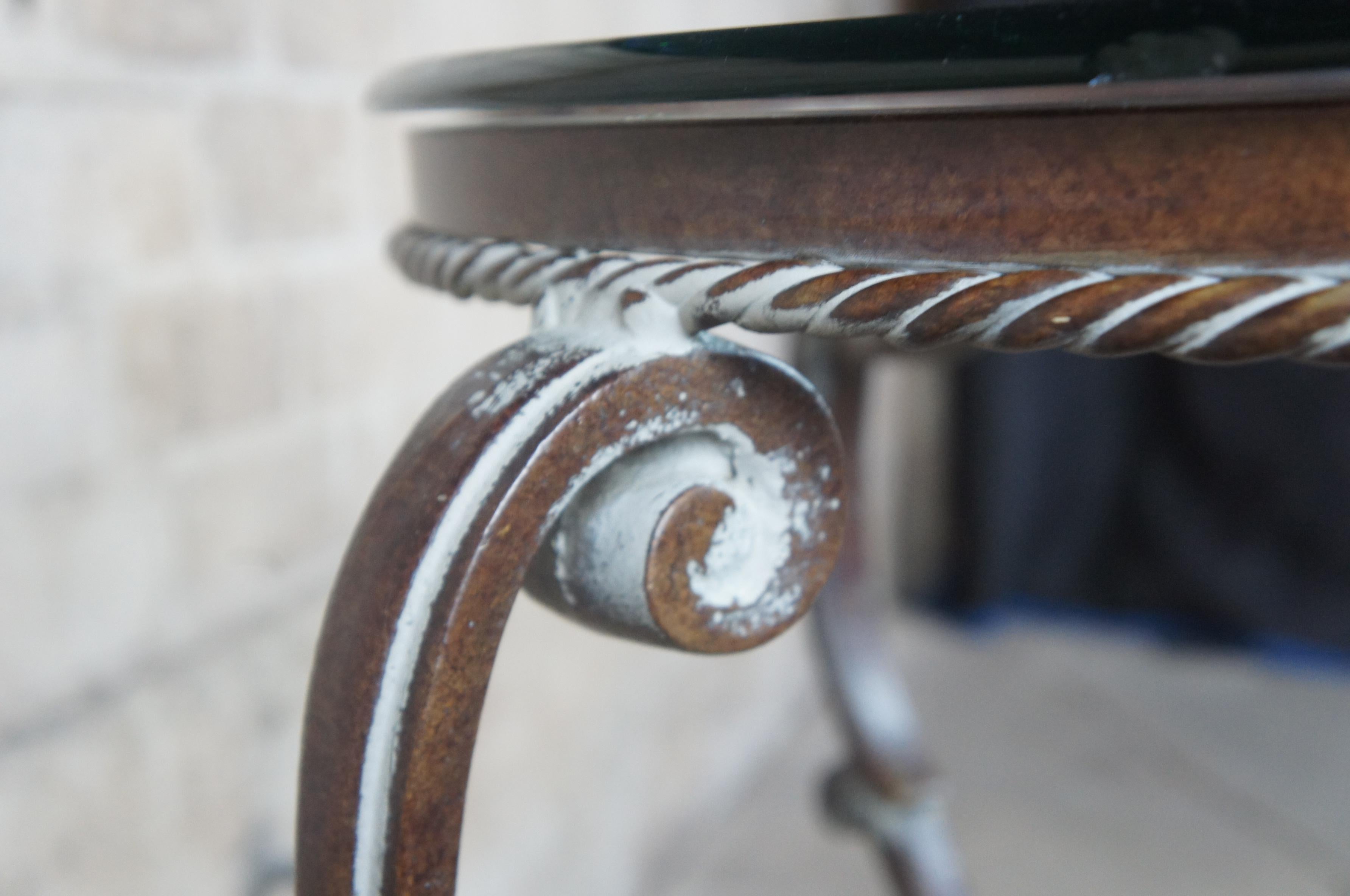 Rustic Art De Mexico Round Iron & Glass Tuscan Entryway Center Accent Side Table 36
