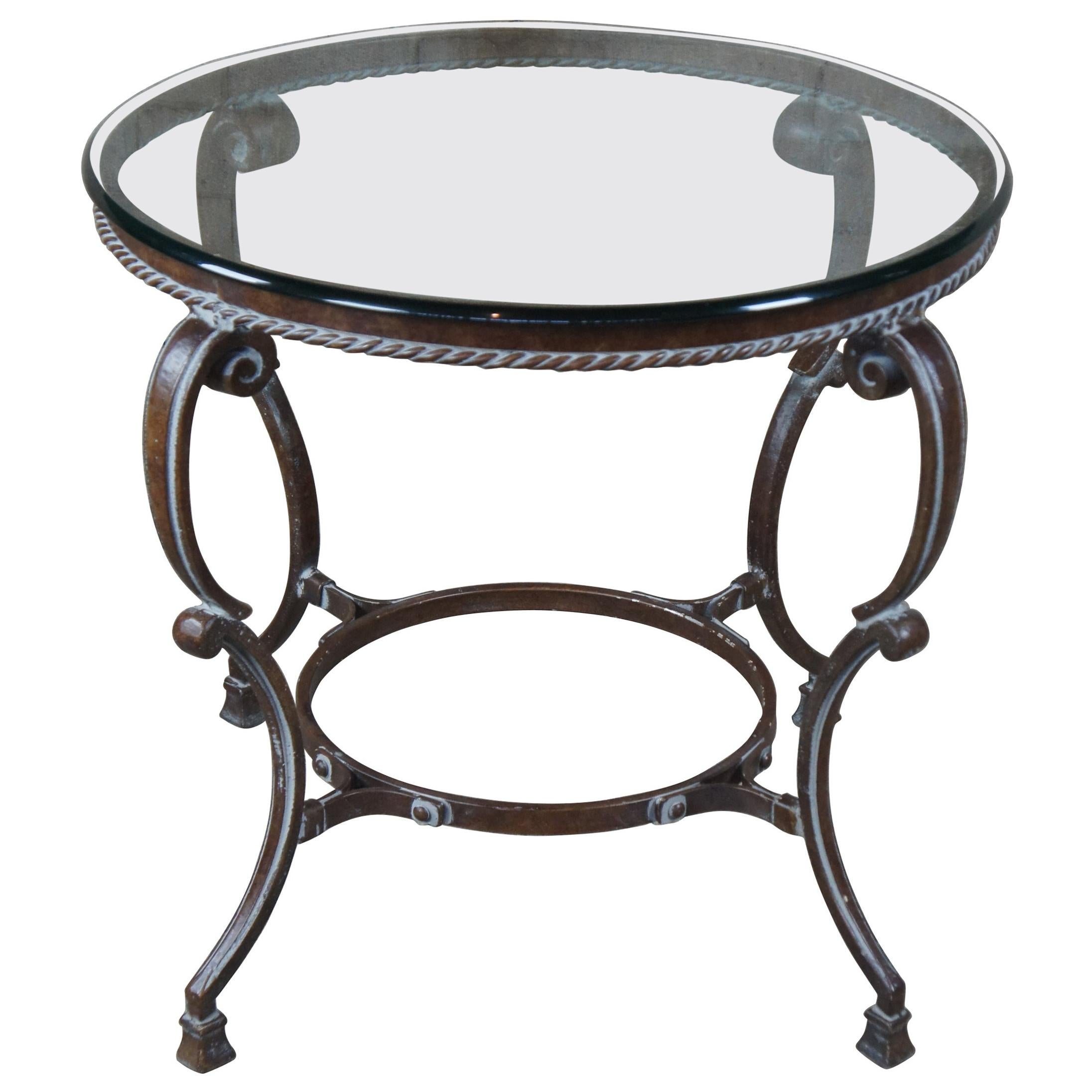 Art De Mexico Round Iron And Glass, Round Decorative Table With Glass Top