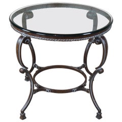 Art De Mexico Round Iron & Glass Tuscan Entryway Center Accent Side Table 36"  