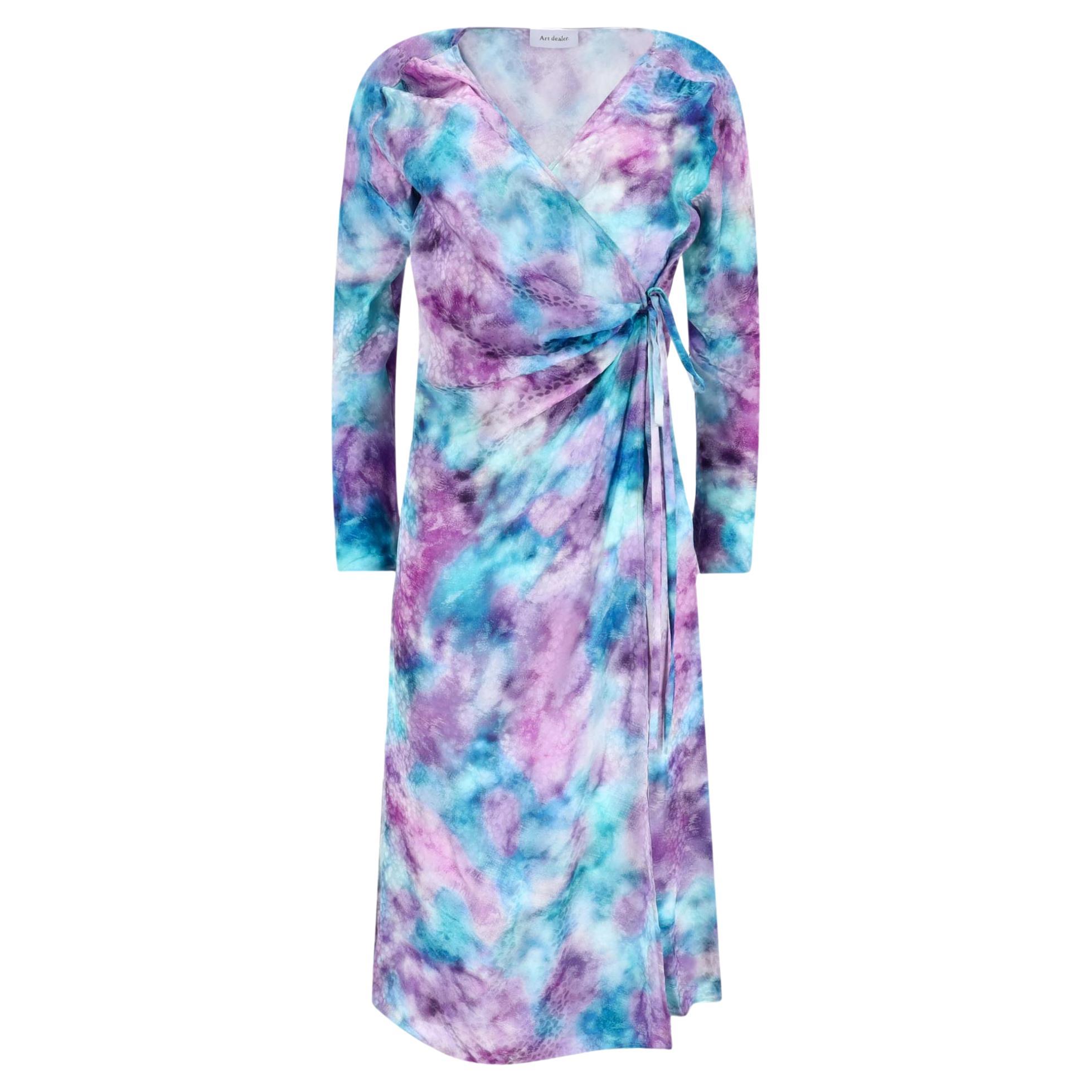 Art Dealer Silk Tie-Dye Wrap Dress