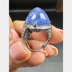 ART-DEC0 Ring in Platinum GCS Certified 21.30 Cts No-Heat Ceylon Star Sapphire