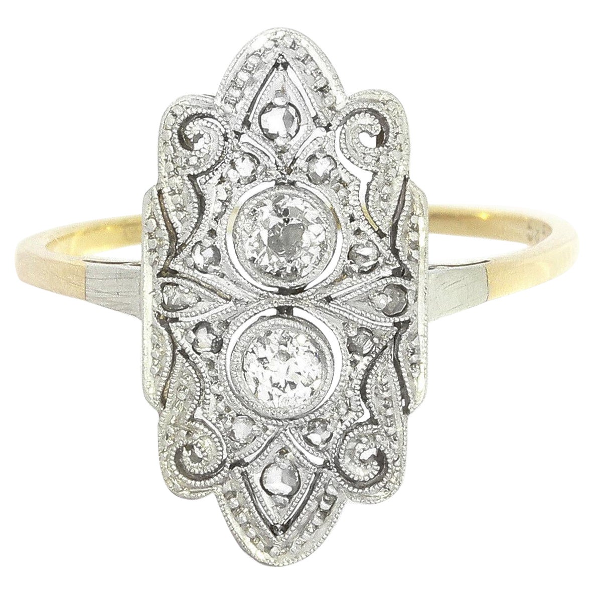 Anello con diamante vecchio taglio europeo Art Deco da 0,42 carati