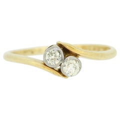 Art Deco 0.10 Carat Two Stone Diamond Crossover Ring