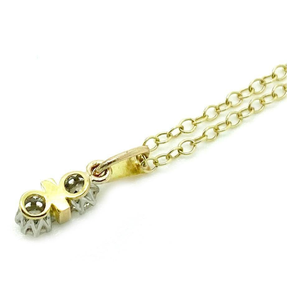 Art Deco 0.10ct Diamond 9ct Gold Necklace In Good Condition For Sale In London, GB