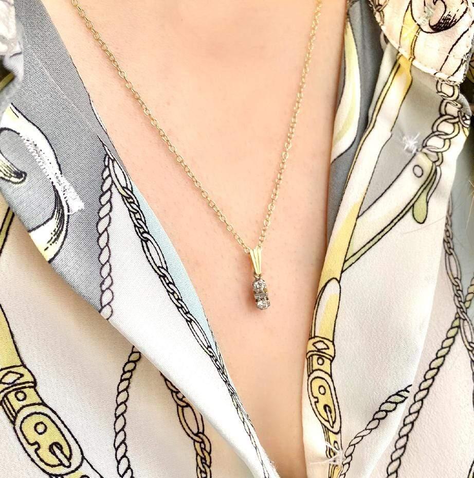 Women's Art Deco 0.10ct Diamond 9ct Gold Necklace For Sale