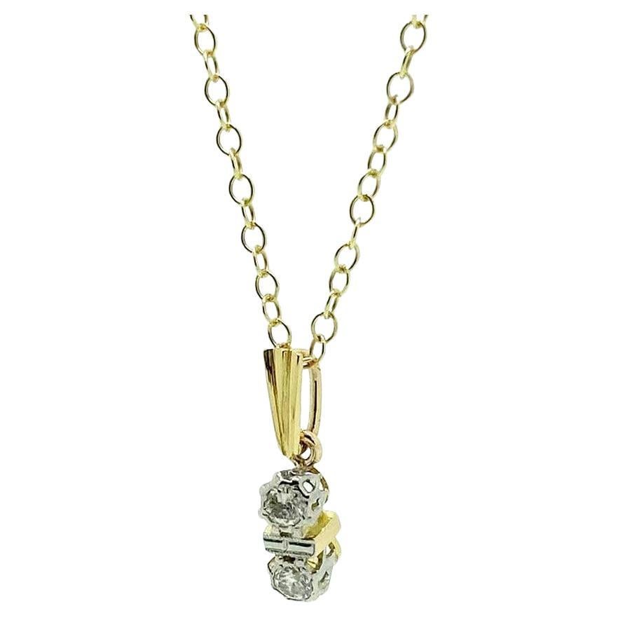 Art Deco 0.10ct Diamond 9ct Gold Necklace For Sale