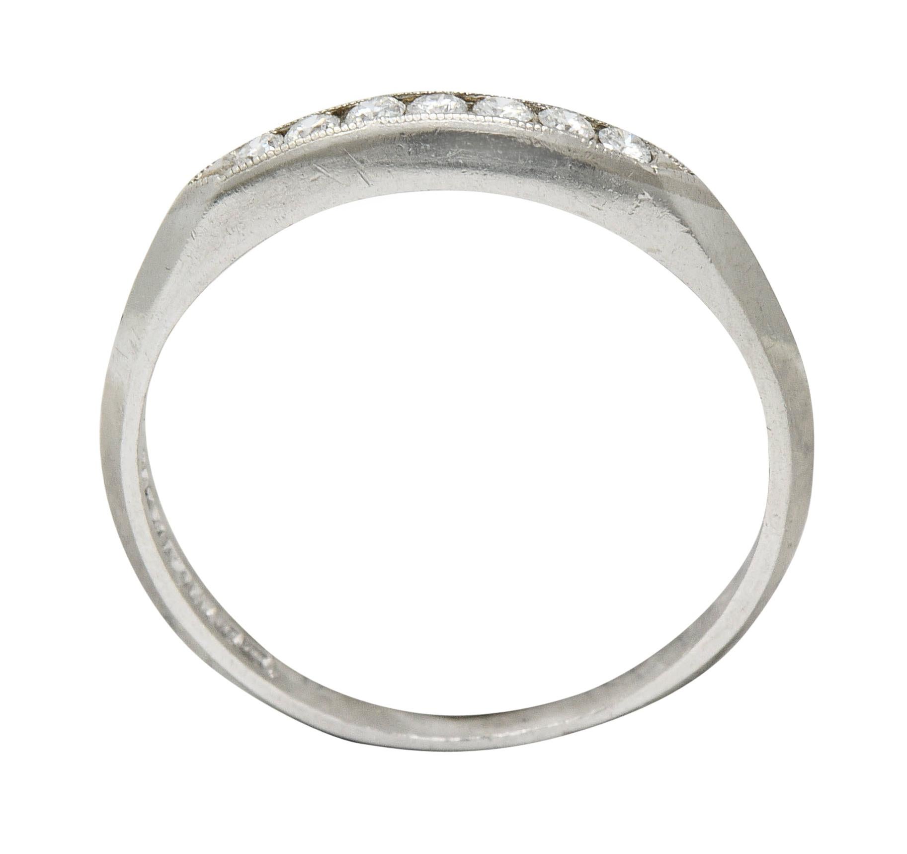 Art Deco 0.18 Carat Diamond Platinum Knife Edge Band Ring 1