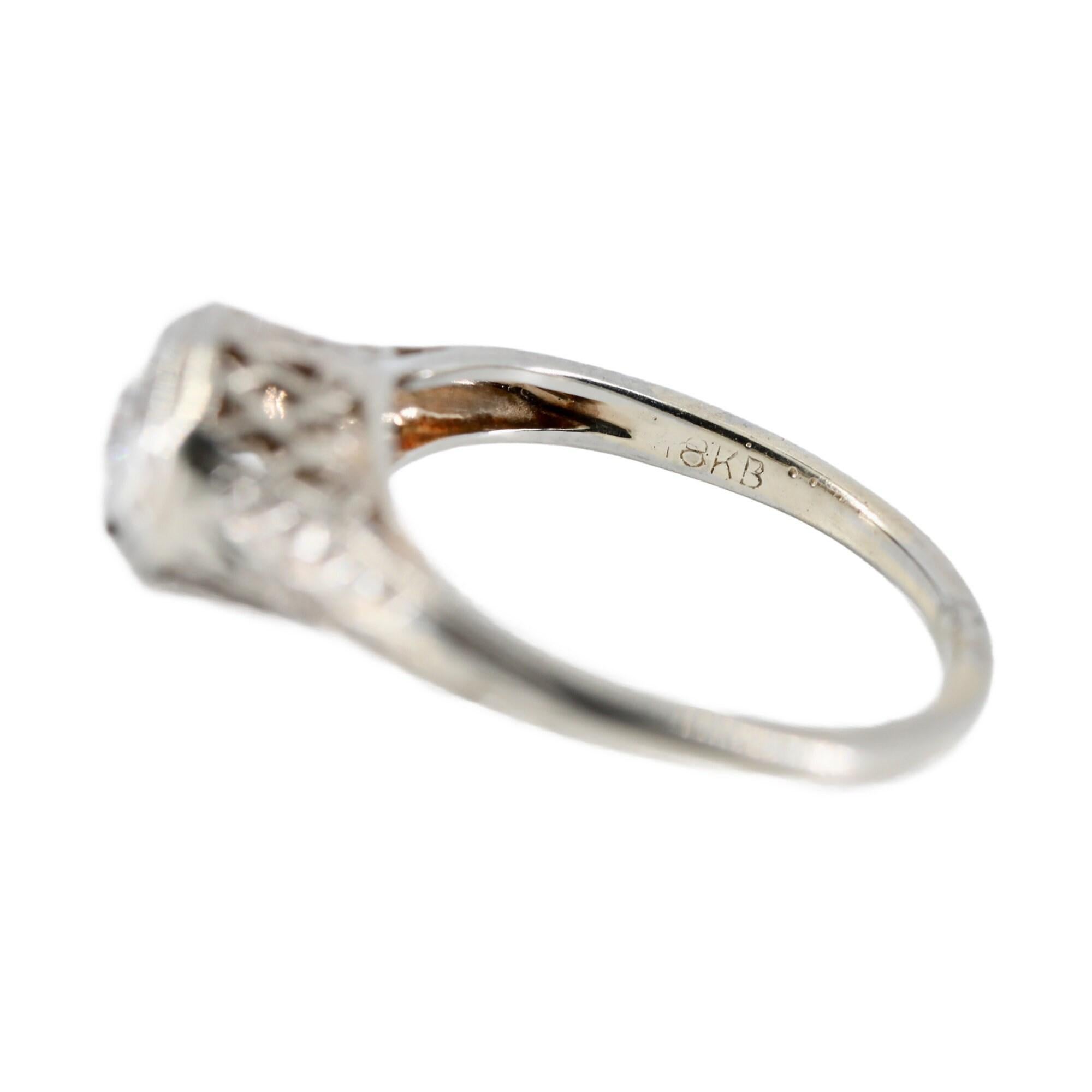 Art Decó 0,20 Quilates Antiguo Anillo Solitario de Compromiso de Diamantes de Corte Europeo en venta 1