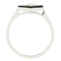Art Deco 0.20ct Diamond and Onyx Ring, c.1920s